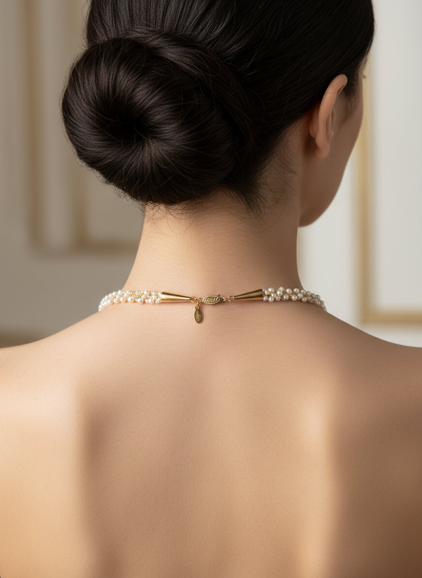 Champagne and Caviar Black Diamond and Pearl Necklace