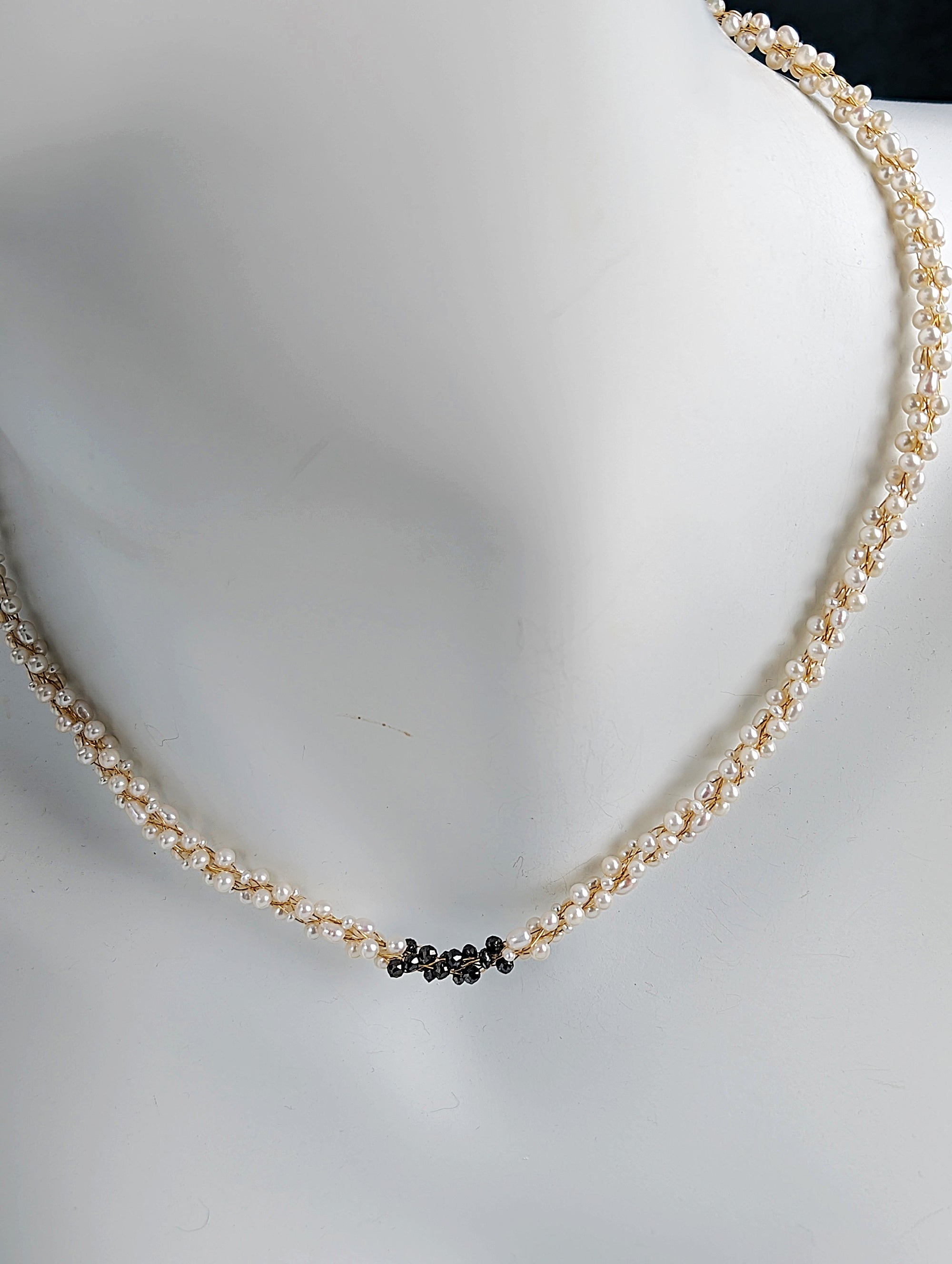 Champagne and Caviar ll Black Diamond and Pearl Necklace