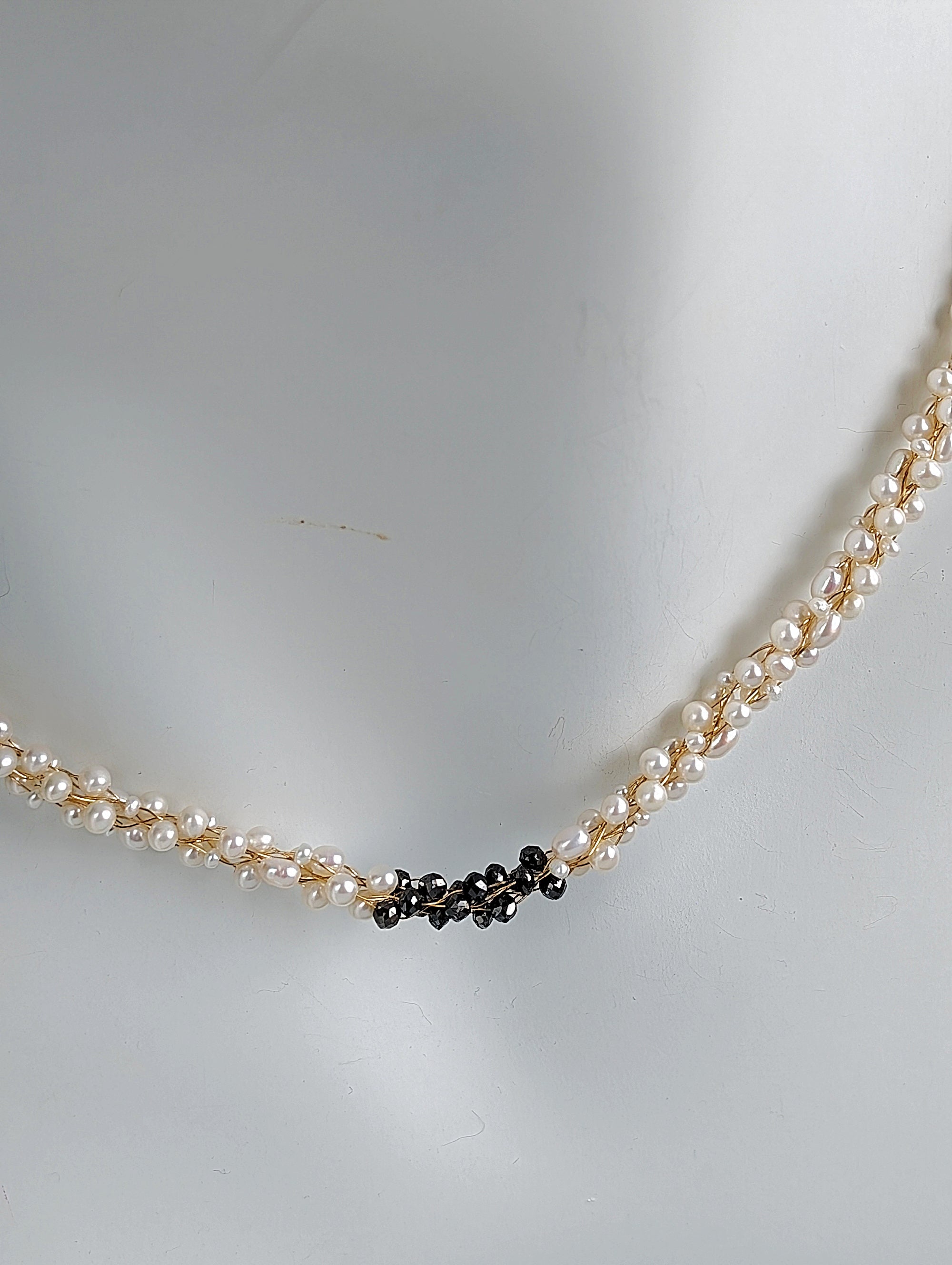 Champagne and Caviar ll Black Diamond and Pearl Necklace