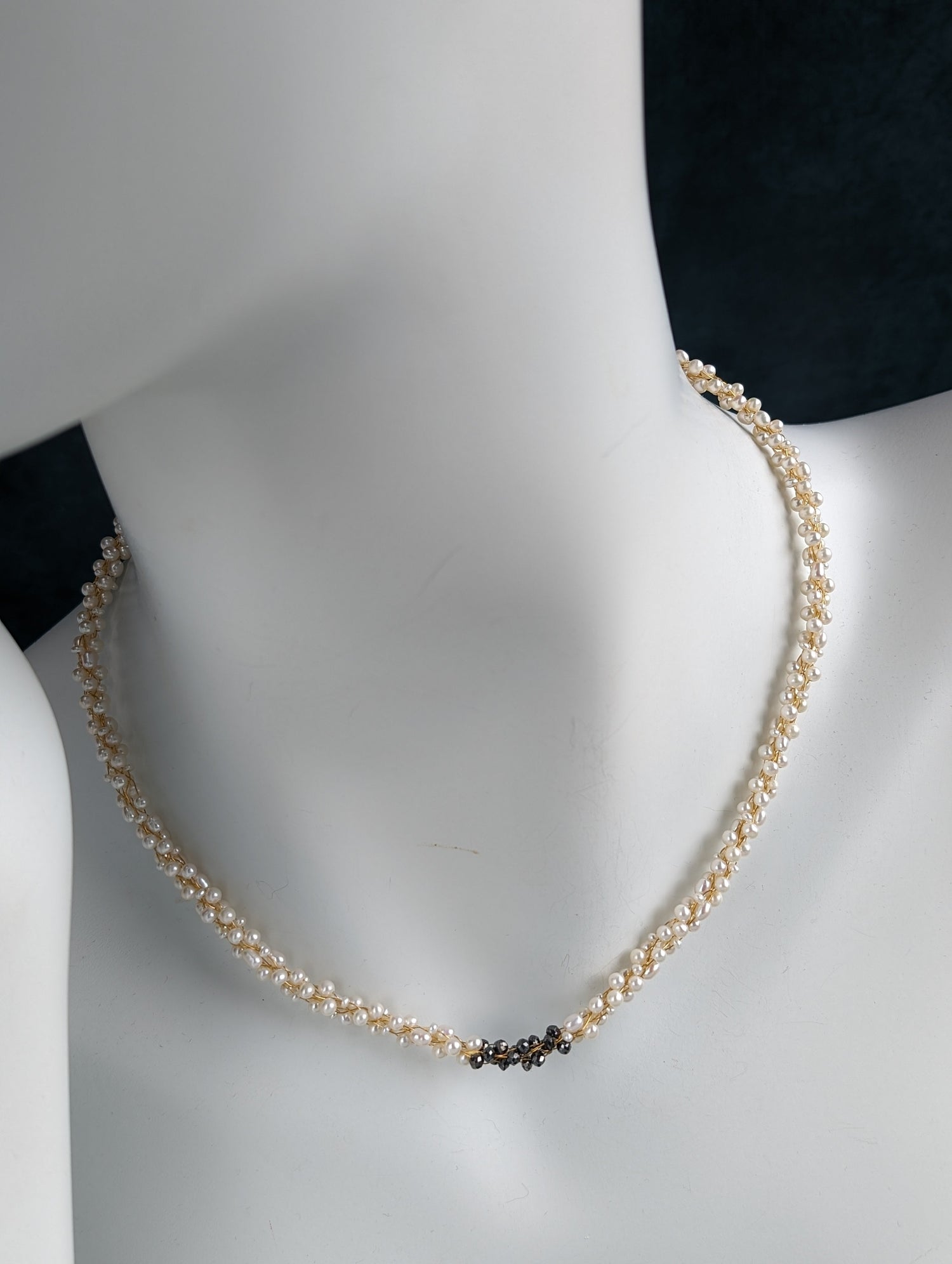 Champagne and Caviar Black Diamond and Pearl Necklace