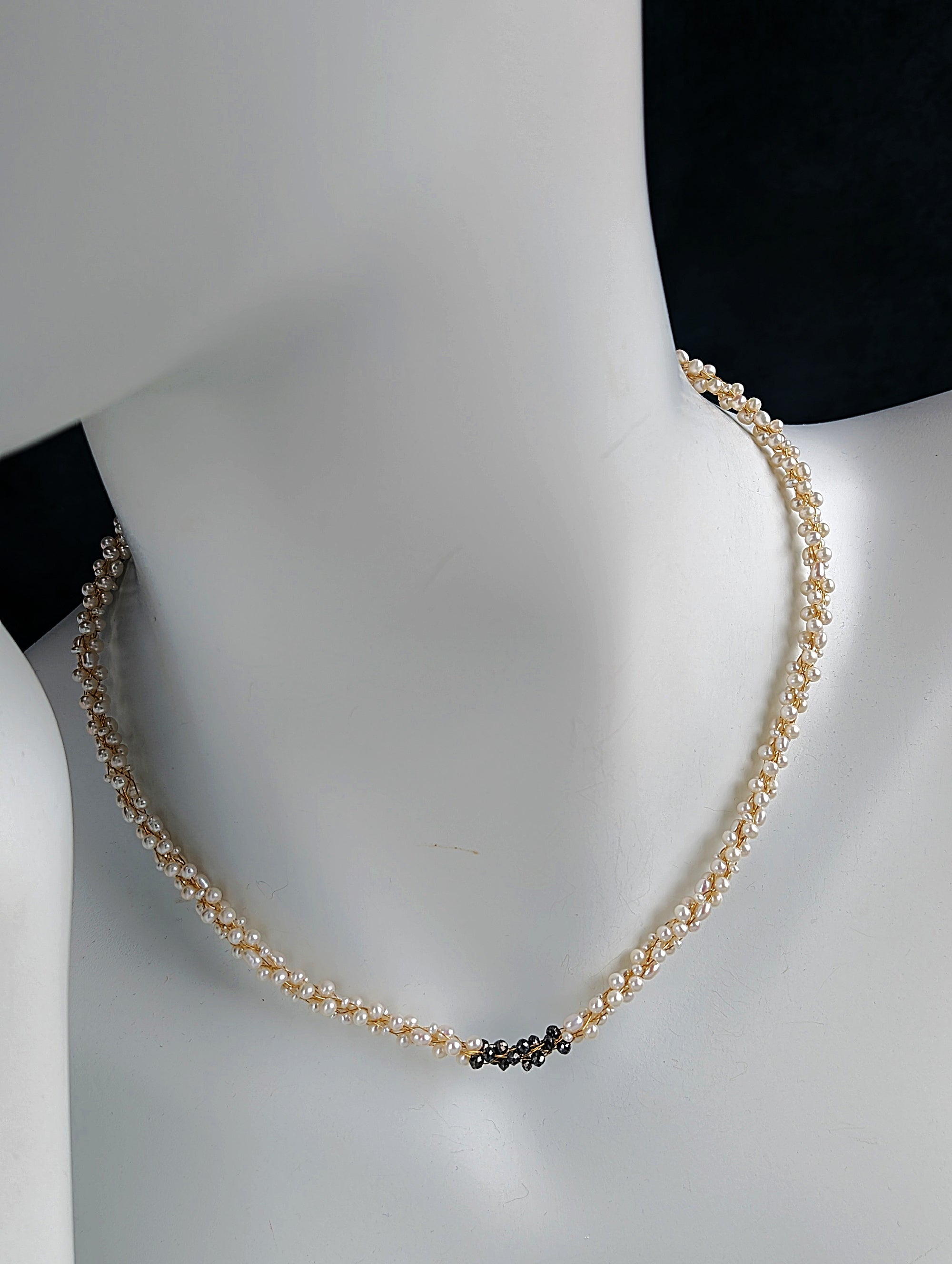 Champagne and Caviar ll Black Diamond and Pearl Necklace