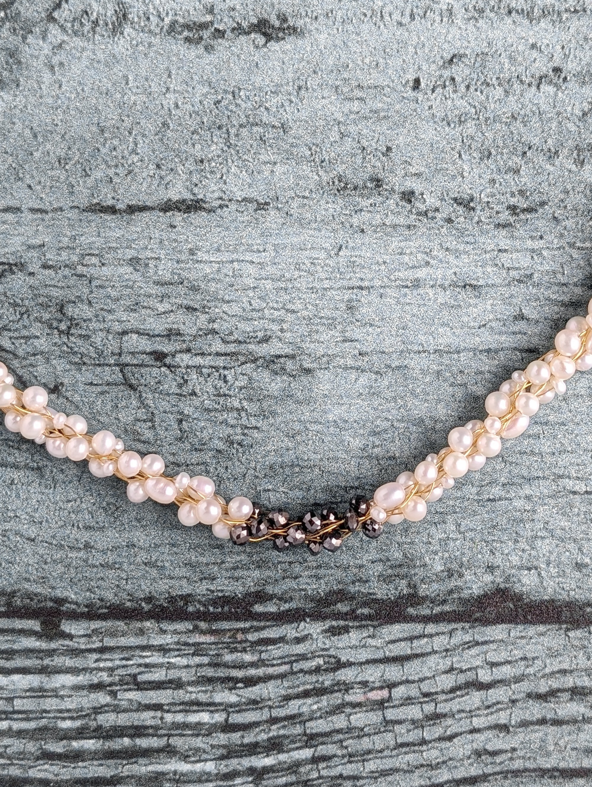 Champagne and Caviar ll Black Diamond and Pearl Necklace