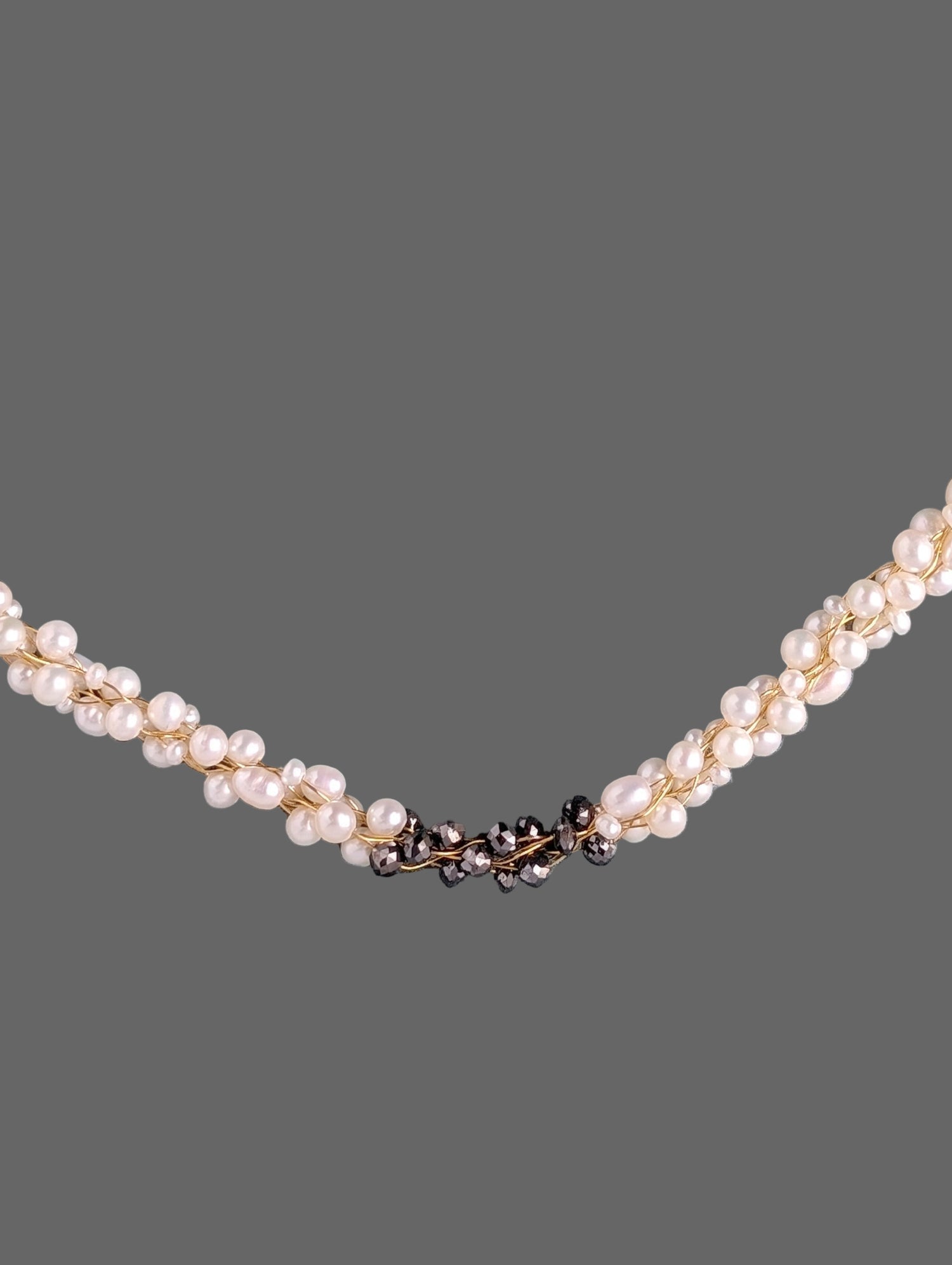 Champagne and Caviar Black Diamond and Pearl Necklace
