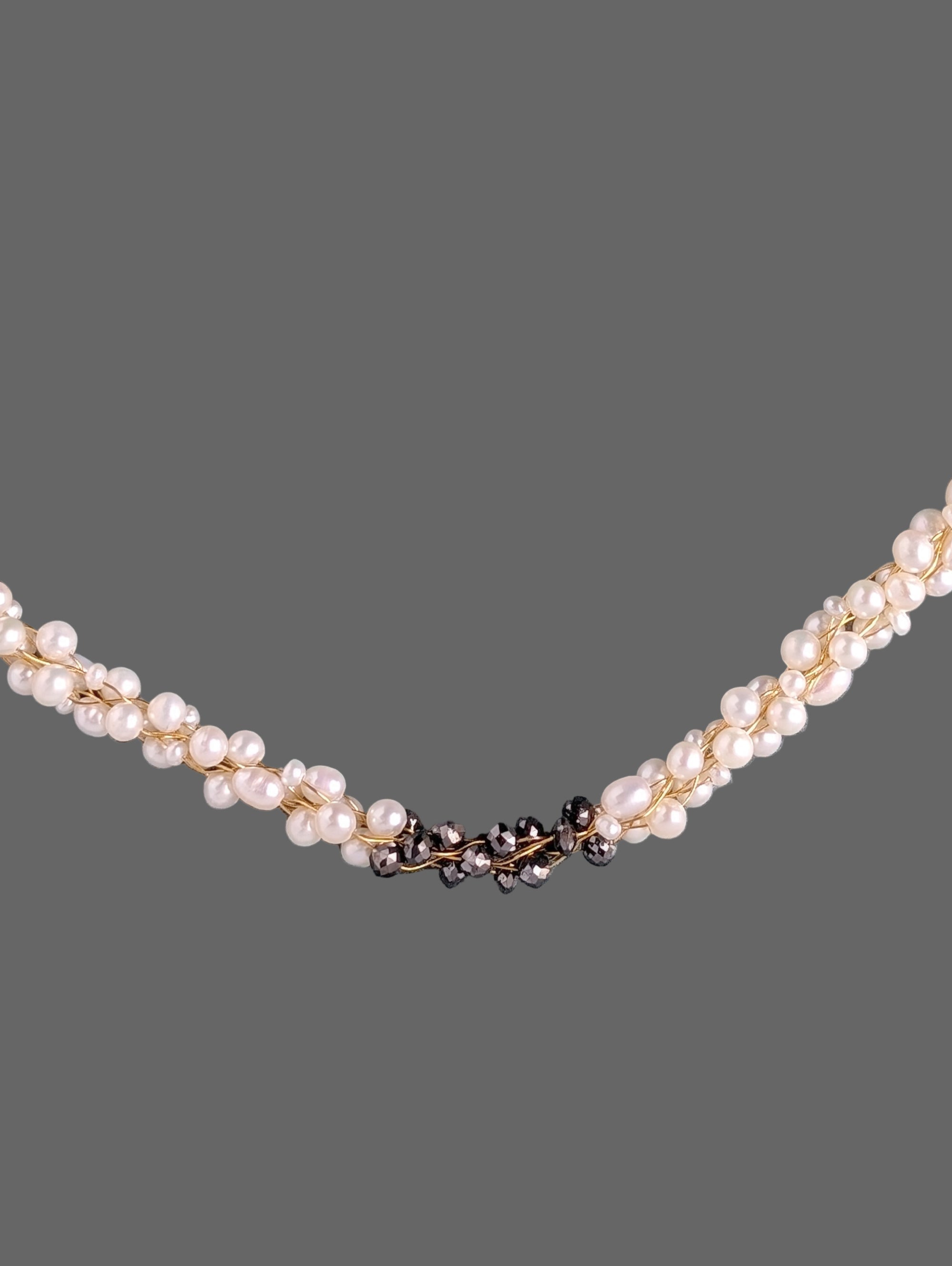 Champagne and Caviar Black Diamond and Pearl Necklace