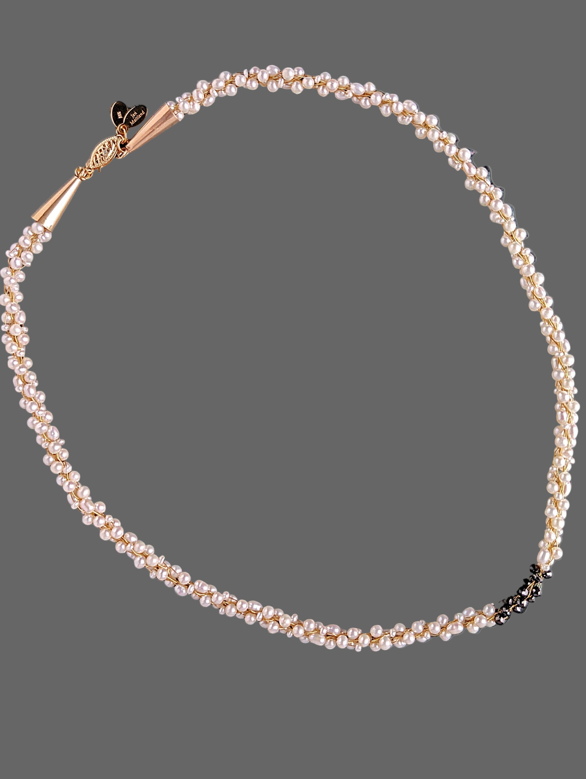 Champagne and Caviar Black Diamond and Pearl Necklace
