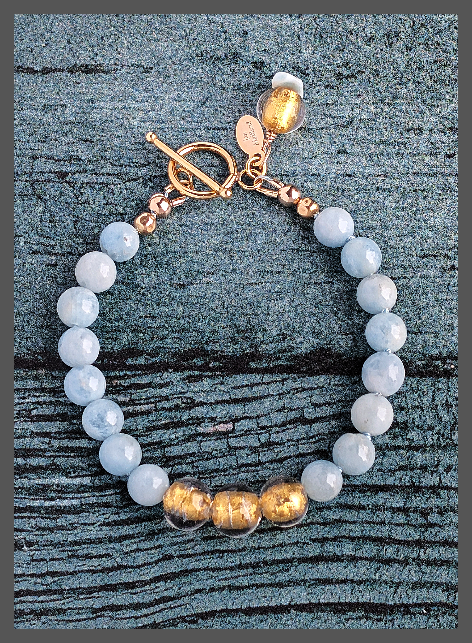 Lucky Glow - Aquamarine and Gold Bracelet