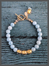 Load image into Gallery viewer, Lucky Glow - Aquamarine and Gold Bracelet