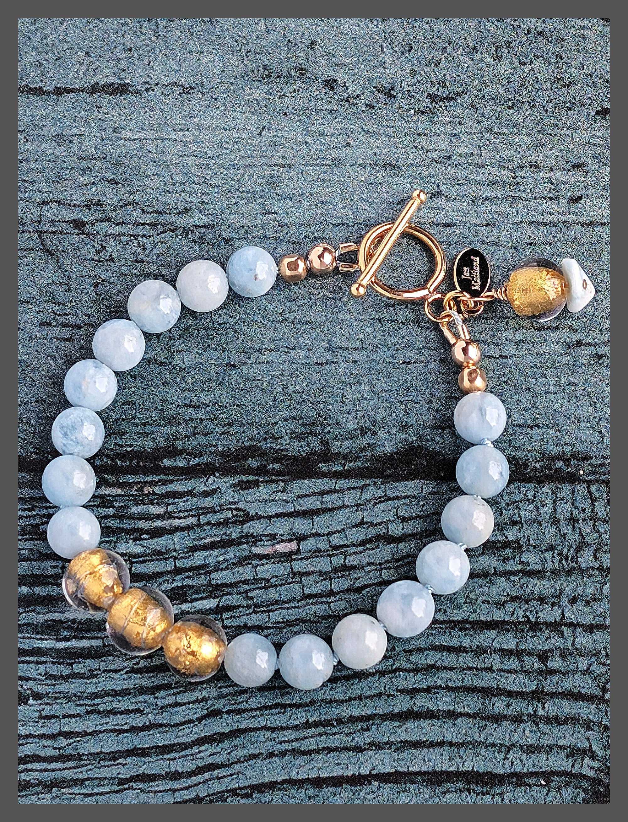 Lucky Glow - Aquamarine and Gold Bracelet