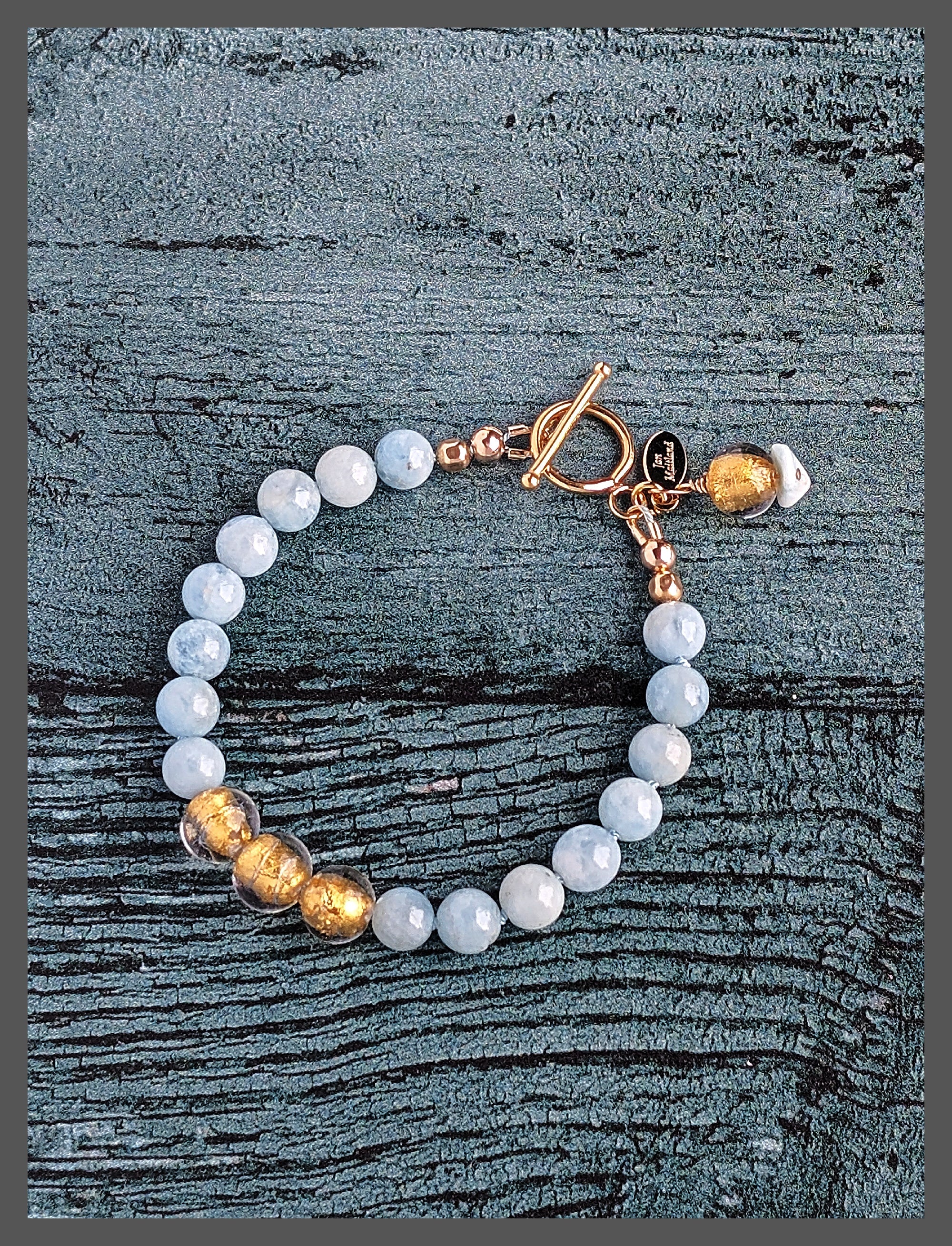 Lucky Glow - Aquamarine and Gold Bracelet