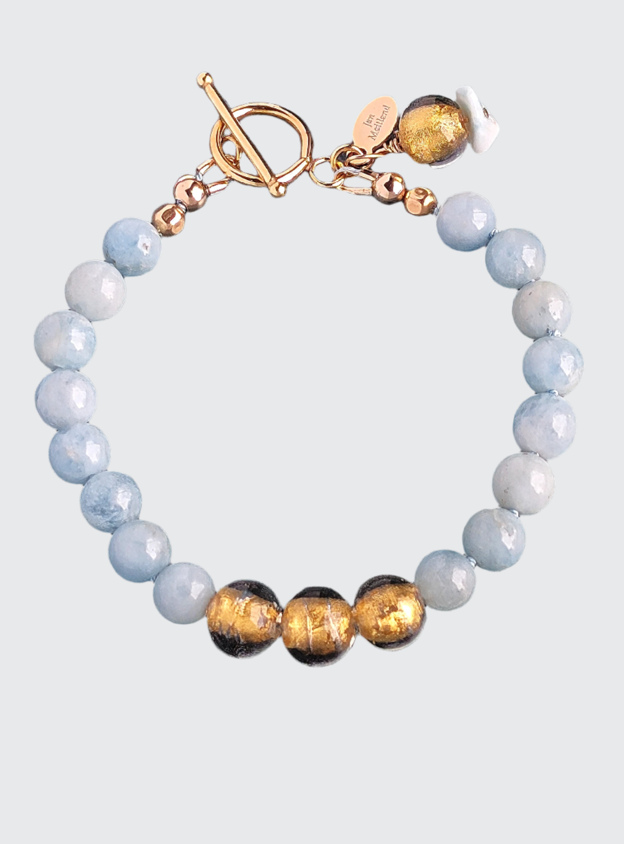 Lucky Glow - Aquamarine and Gold Bracelet