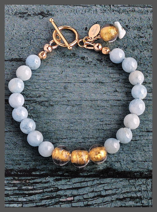 Lucky Glow - Aquamarine and Gold Bracelet
