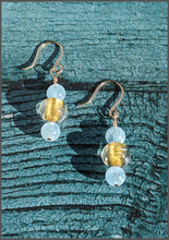 Load image into Gallery viewer, Lucky Glow Earrings - Aquamarine and Gold
