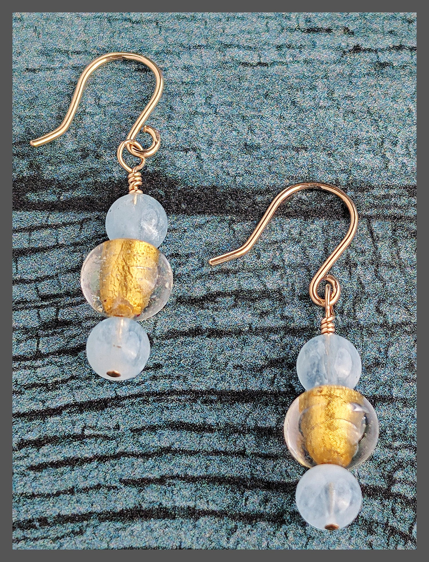 Lucky Glow Earrings - Aquamarine and Gold
