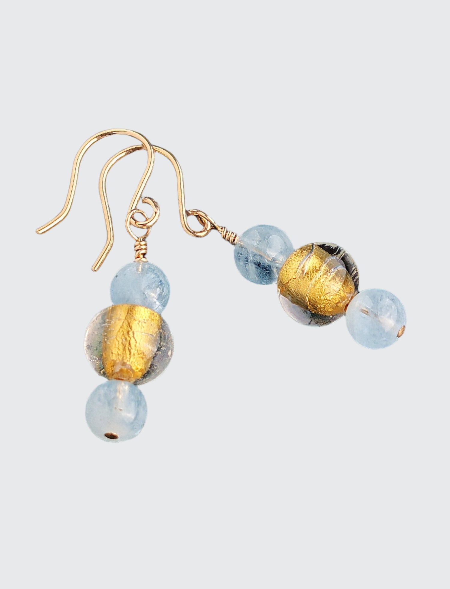 Lucky Glow Earrings - Aquamarine and Gold