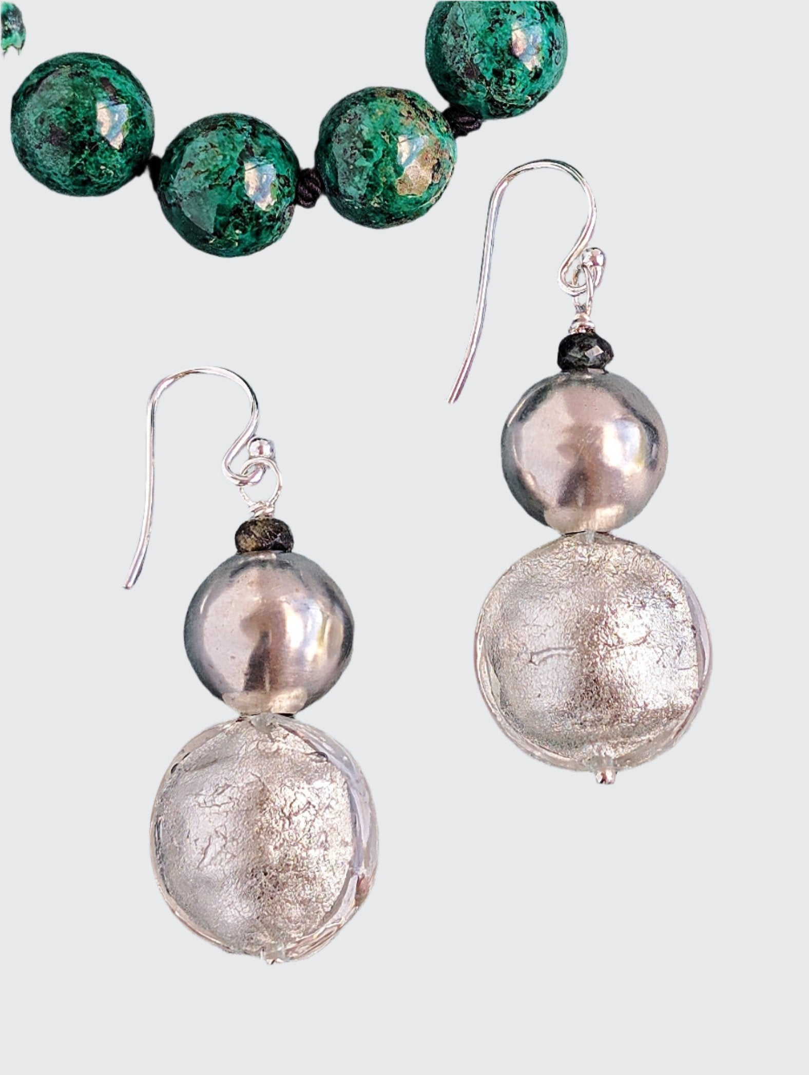 Luna Glow - Silver and Emeralds Earrings