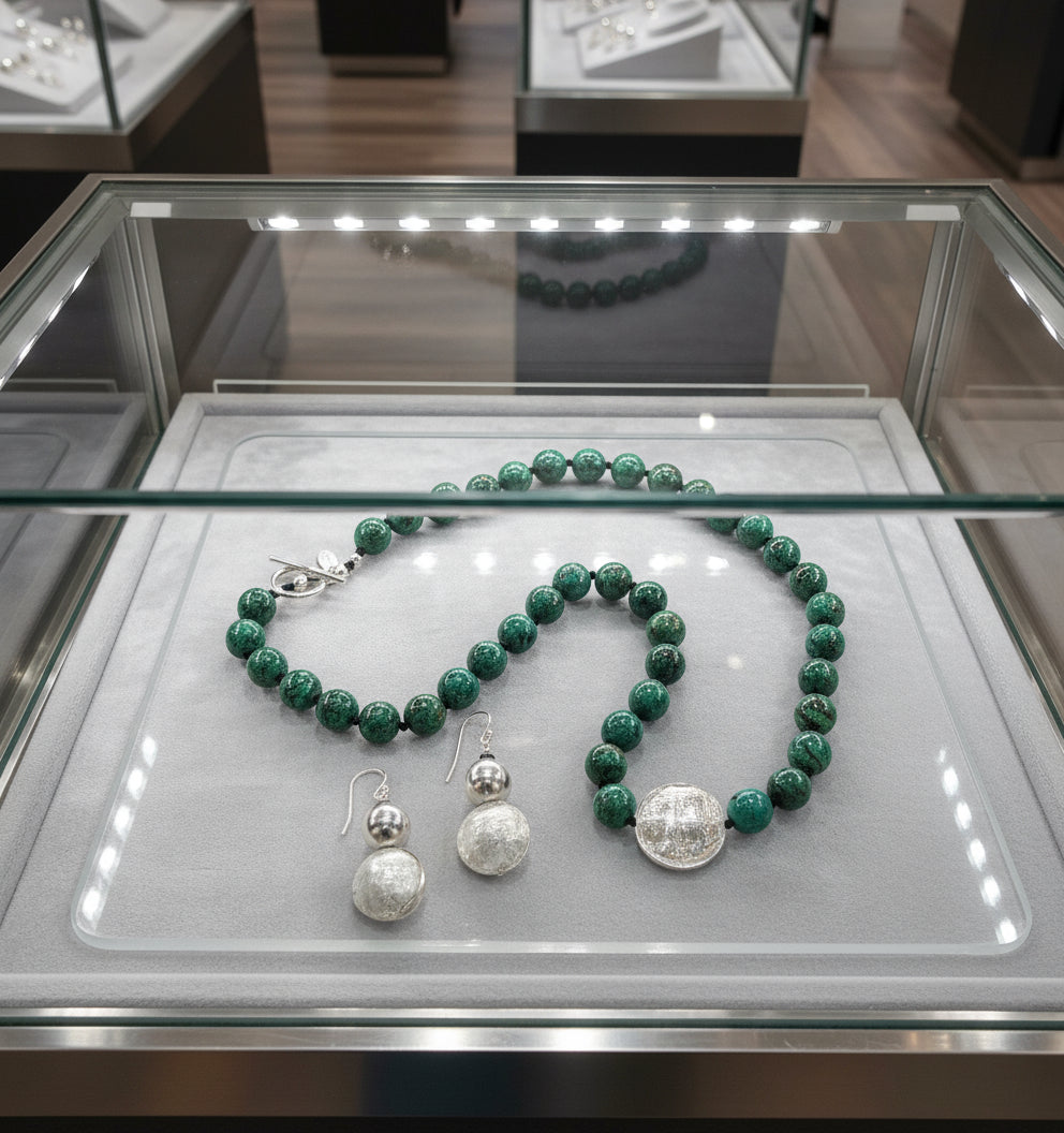 Luna Glow Necklace - Chrysocolla and Silver