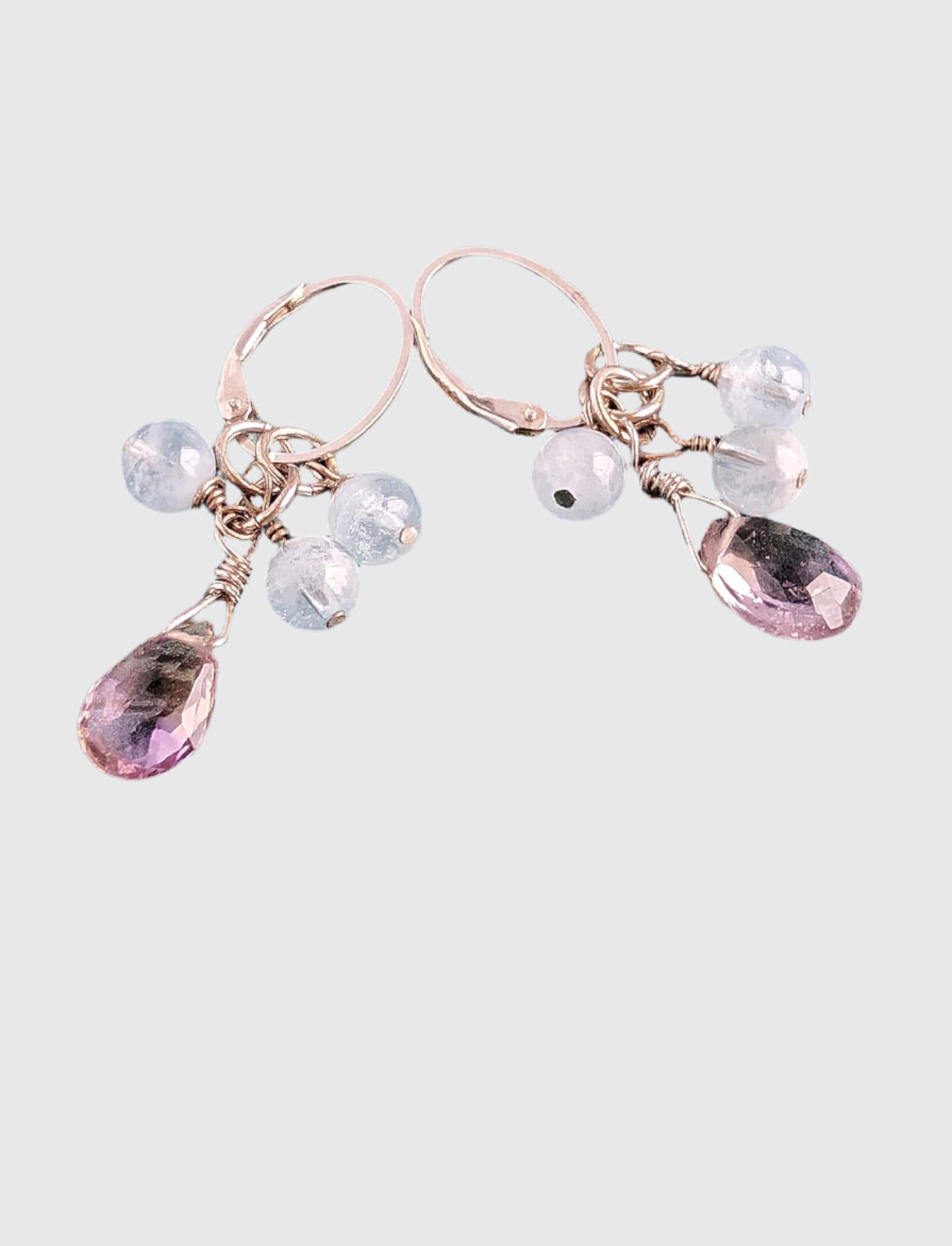 Party Glow Earrings - Aquamarine and Ametrine Earrings