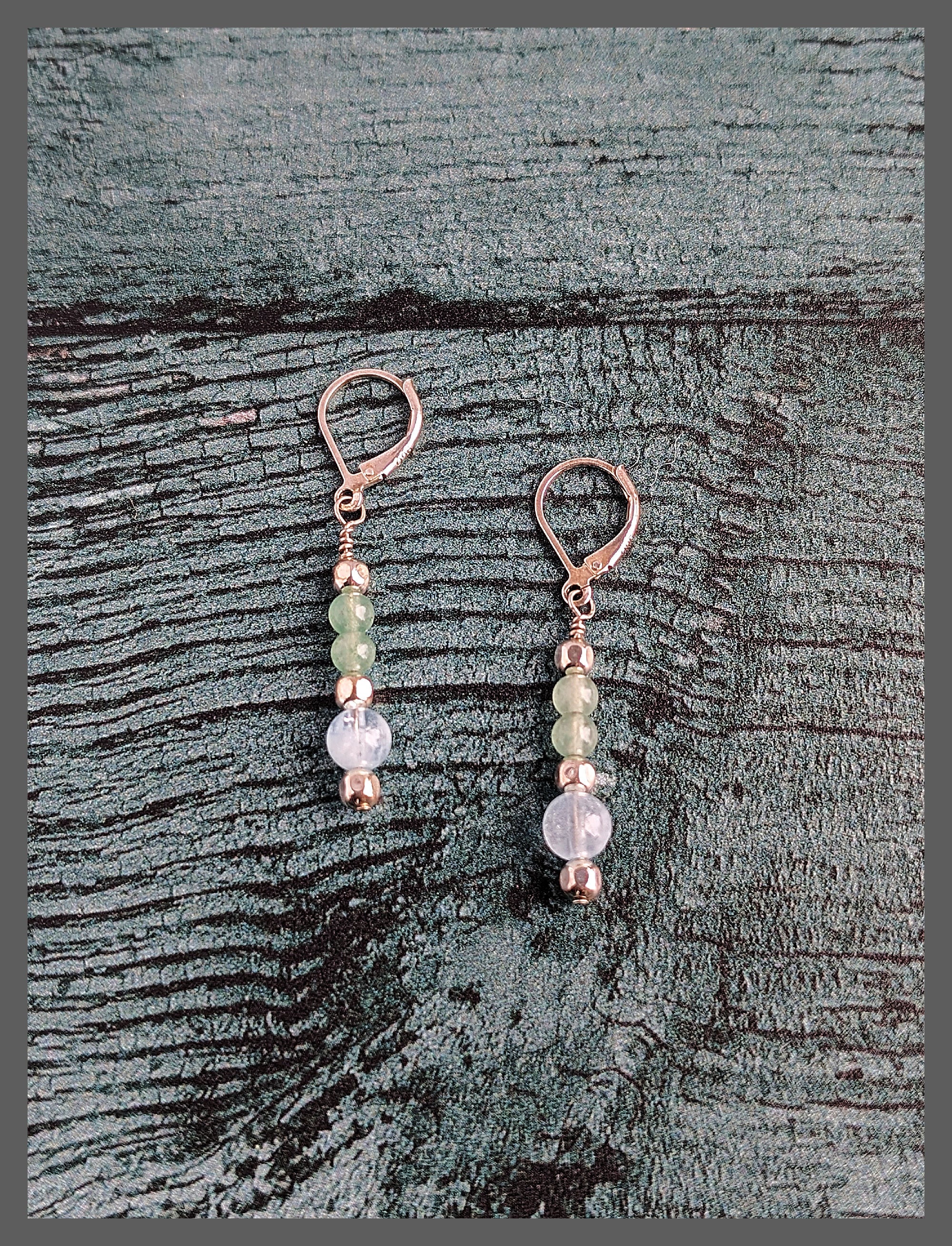 Spring Waters - Aquamarine, Aventurine, Silver Earrings