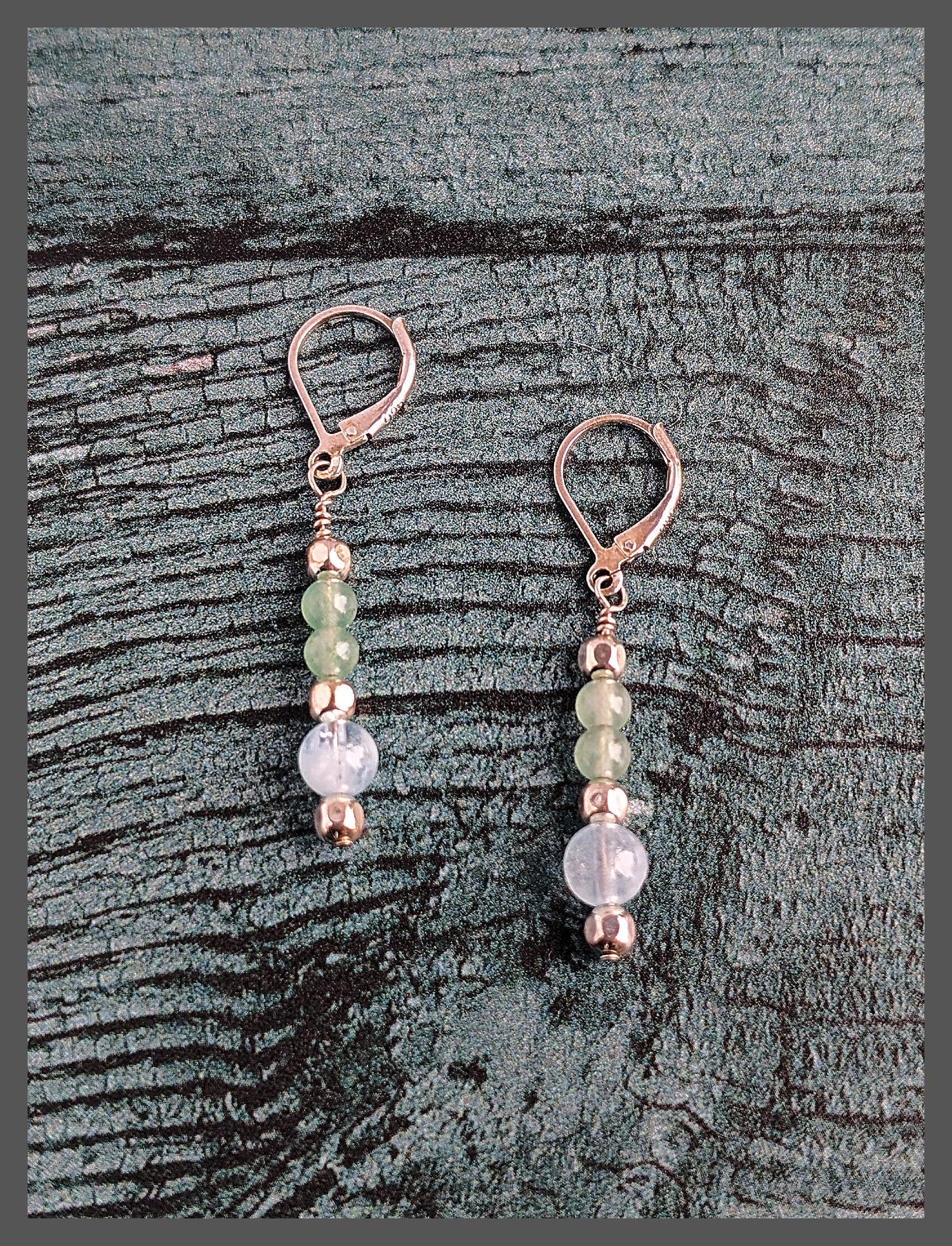 Spring Waters - Aquamarine, Aventurine, Silver Earrings
