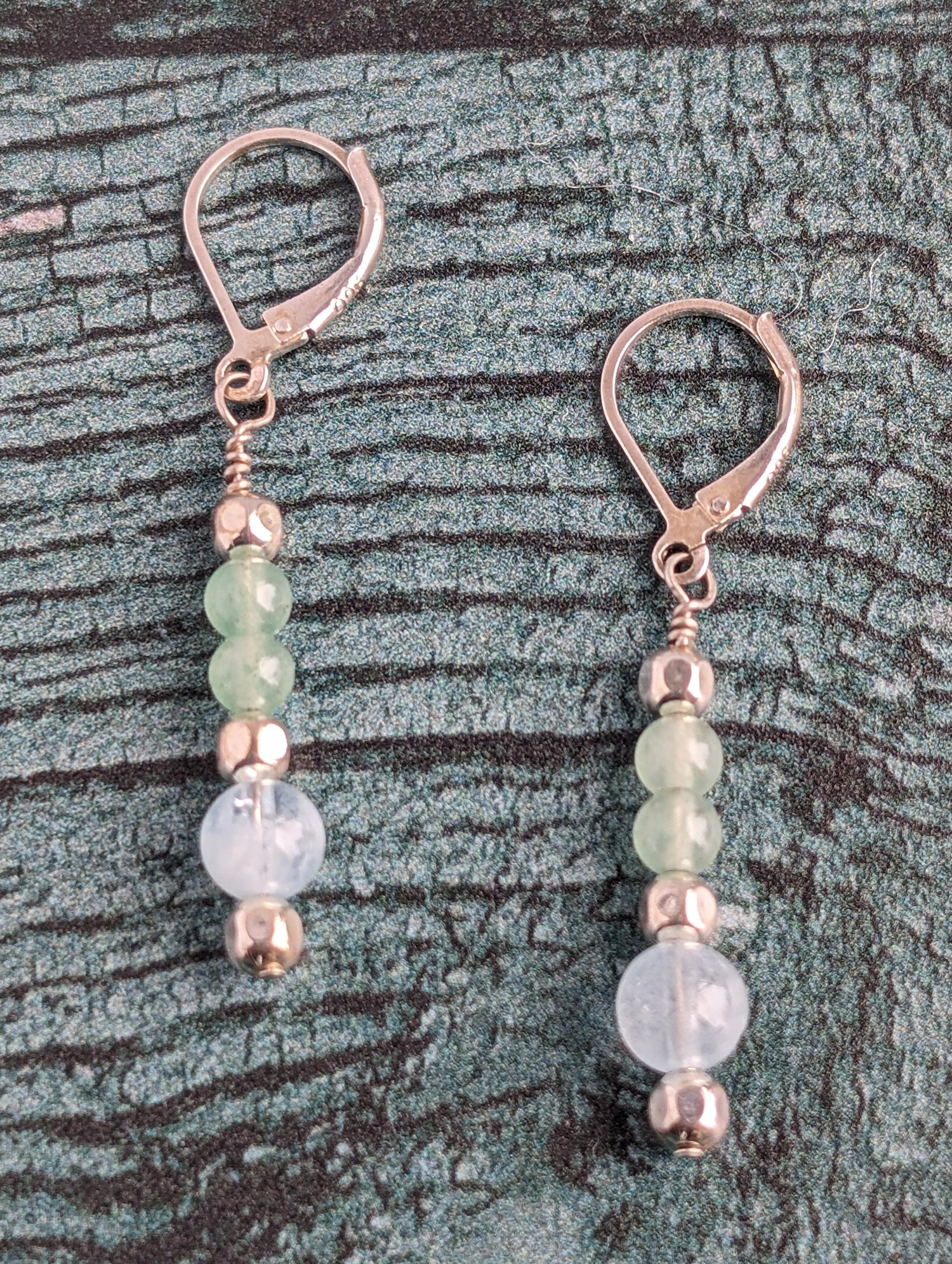 Spring Waters - Aquamarine, Aventurine, Silver Earrings