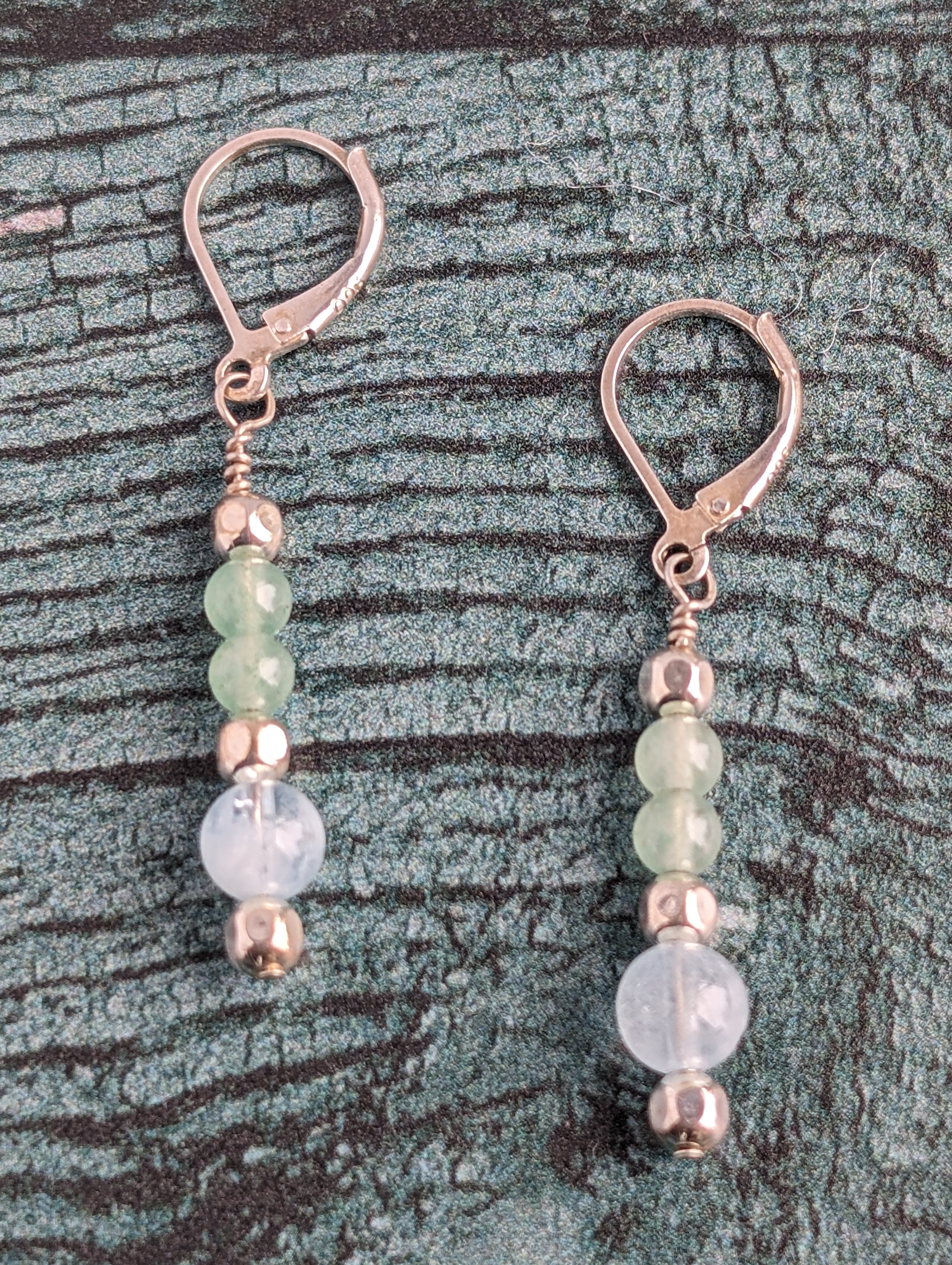 Spring Waters - Aquamarine, Aventurine, Silver Earrings