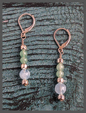 Load image into Gallery viewer, &quot;Spring Waters&quot; Earrings - Aquamarine, Aventurine, and Silver Beads, Sterling Lever Back Earring Wire.