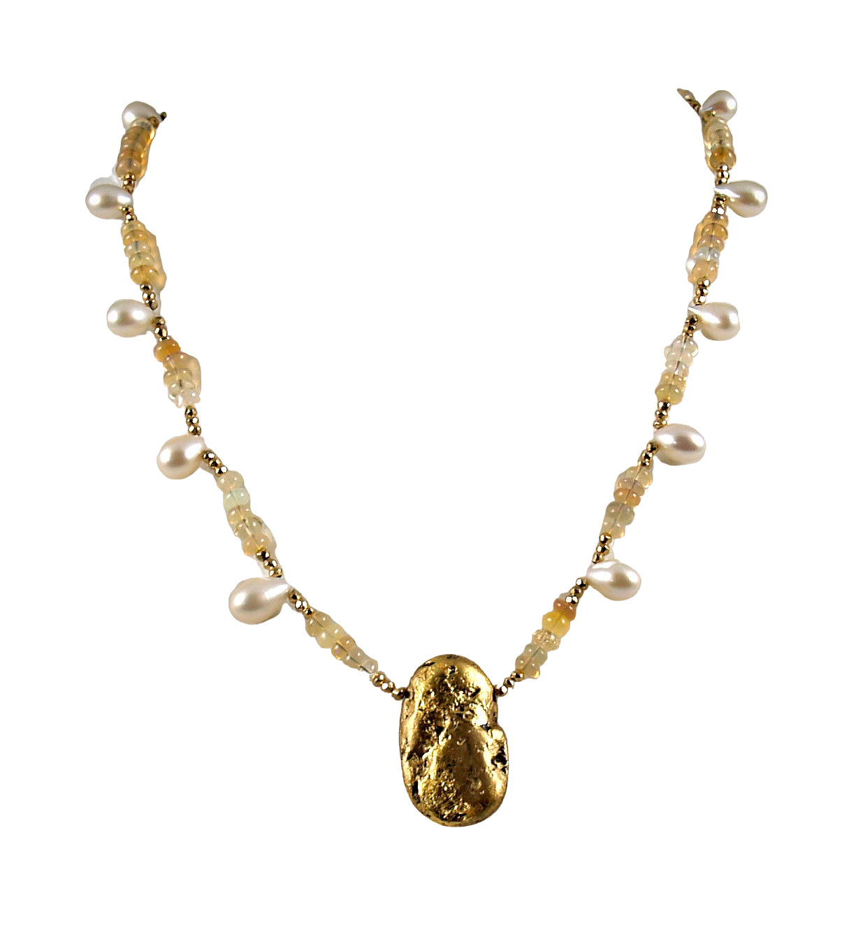 Aria Glow - Gold, Opals, and Pearl Necklace