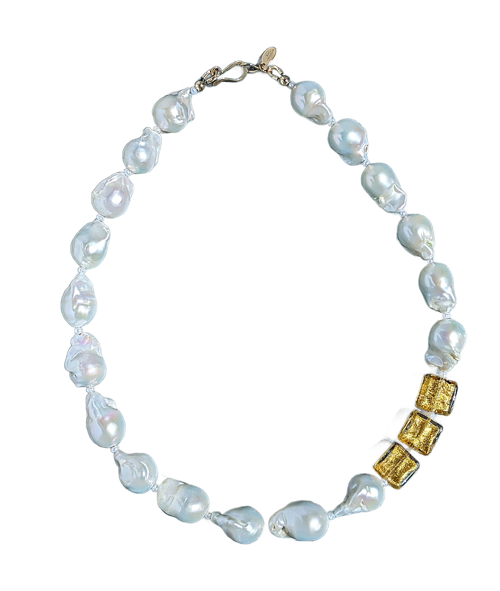 Champagne and Bubbles Baroque Pearl and Gold Necklace
