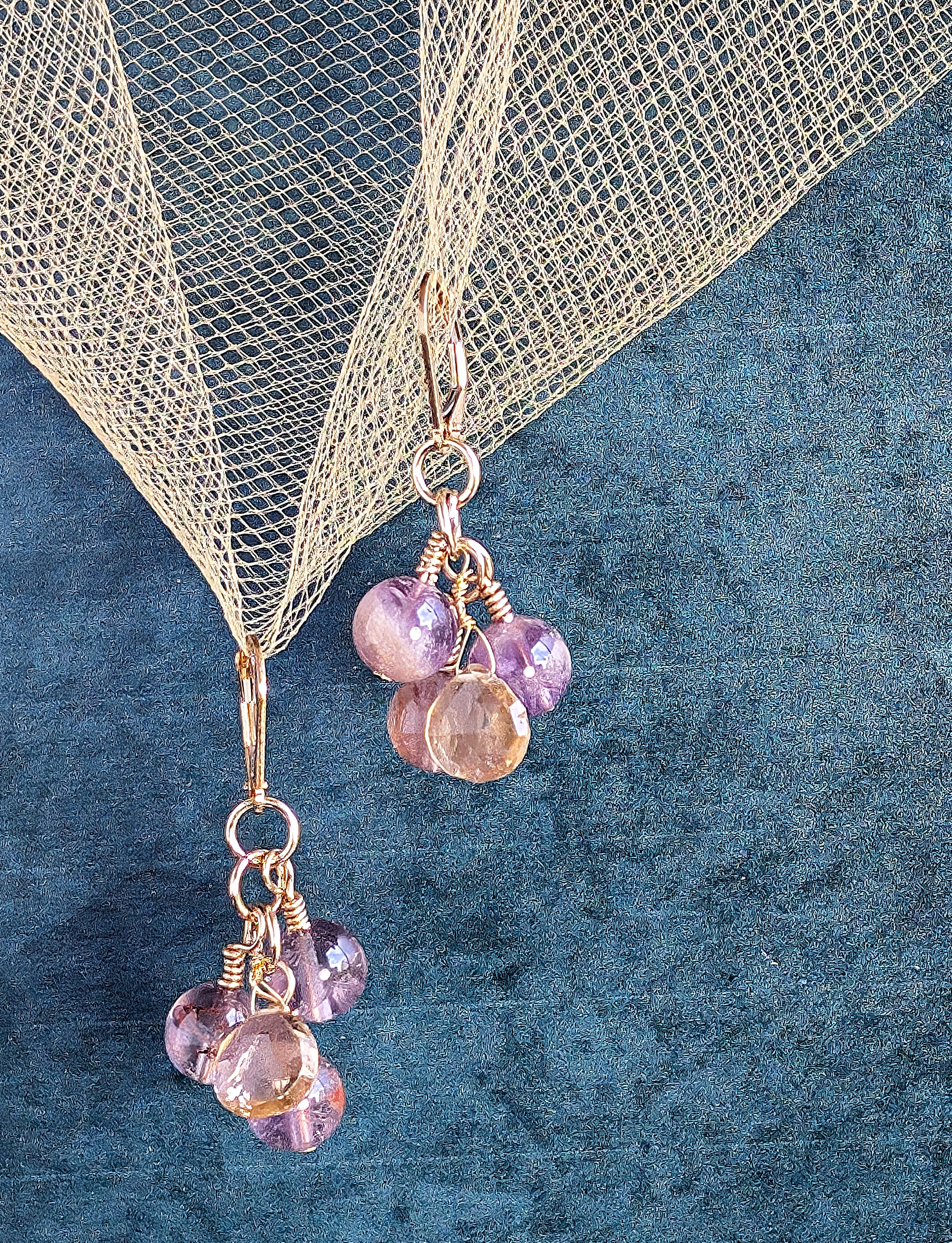 Cluster Glow - Ametrine, Super 7, Gold Earrings