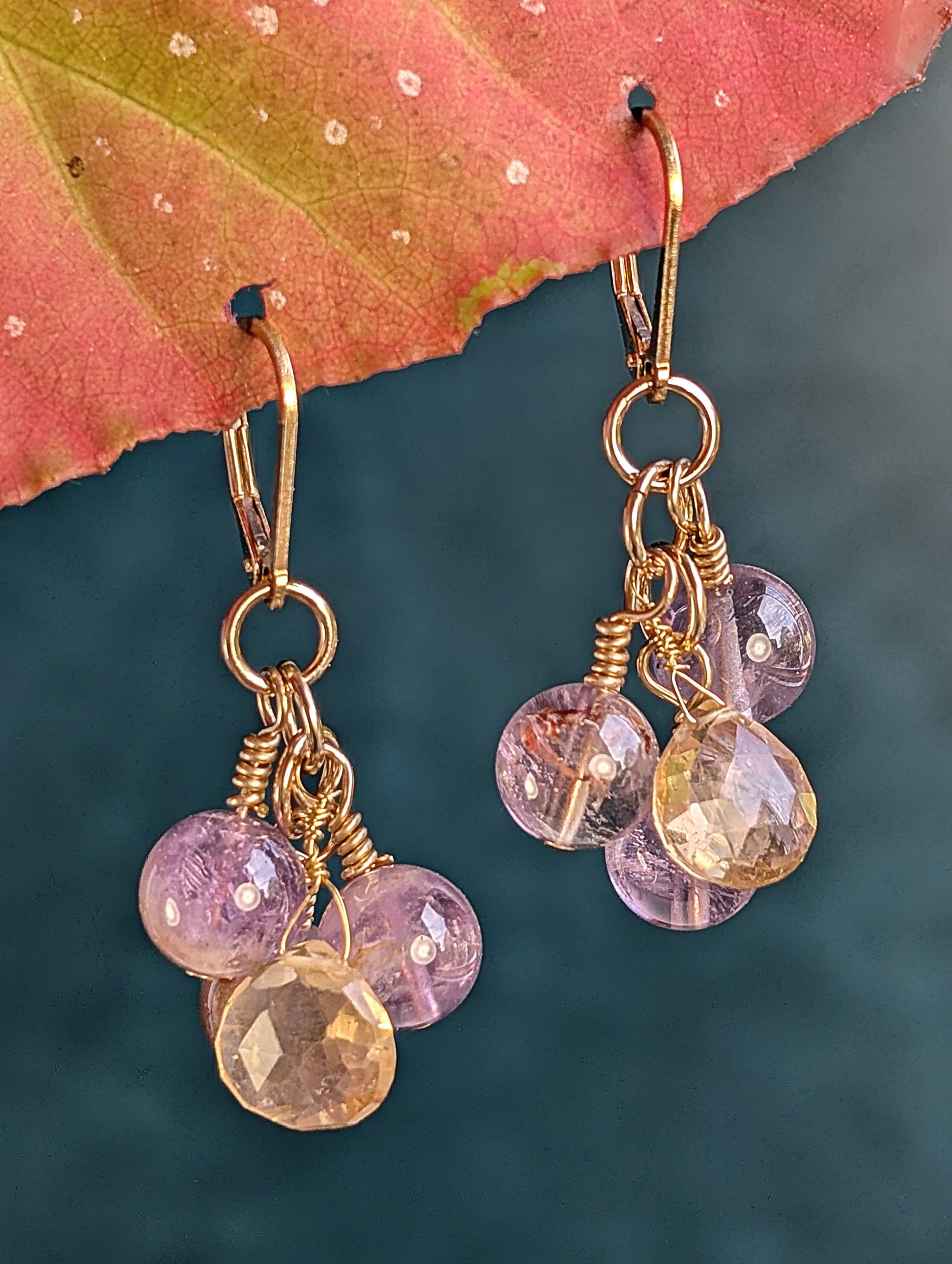 Cluster Glow - Ametrine, Super 7, Gold Earrings