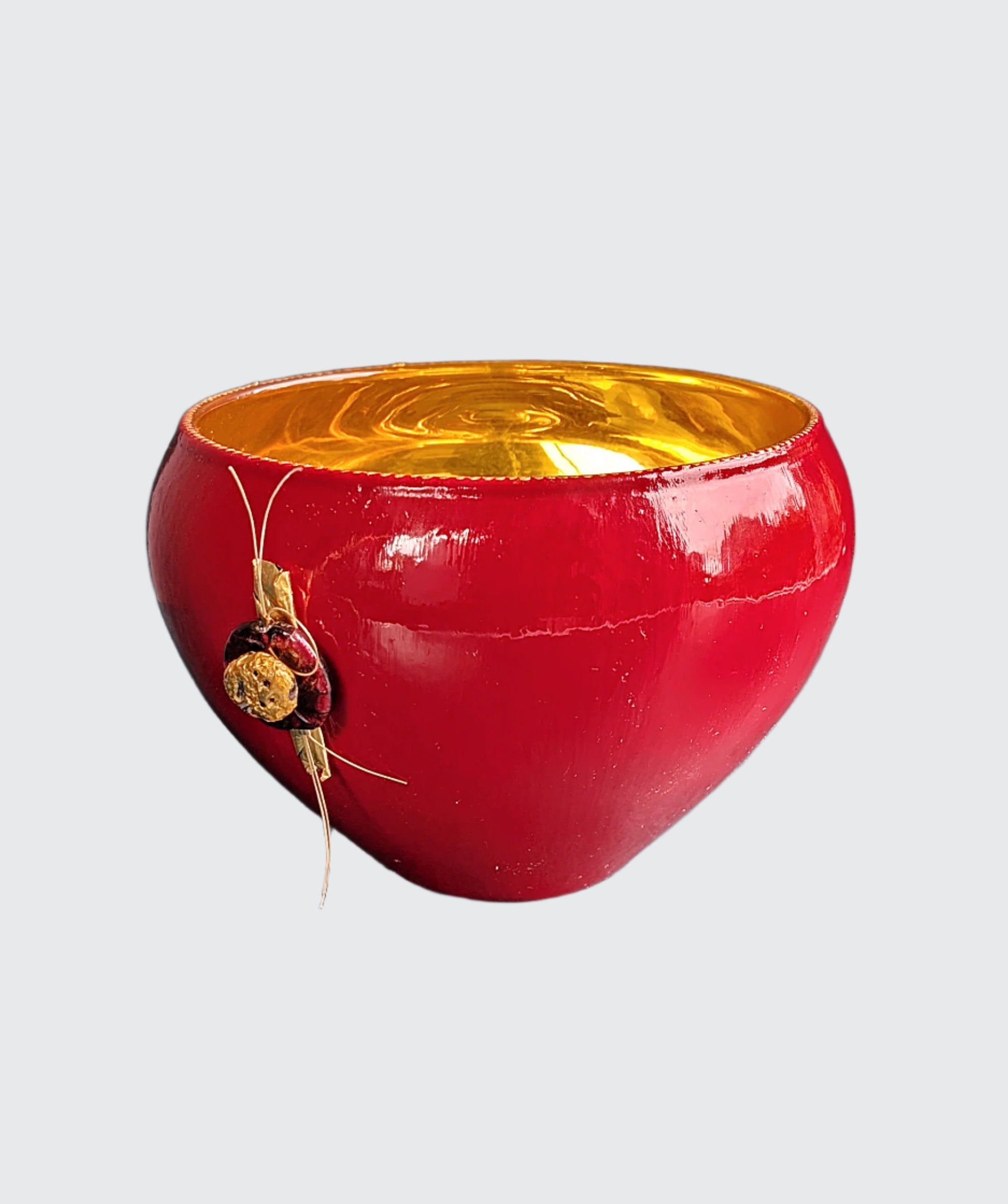 Heart Fire Gilded Gold Glass Bowl