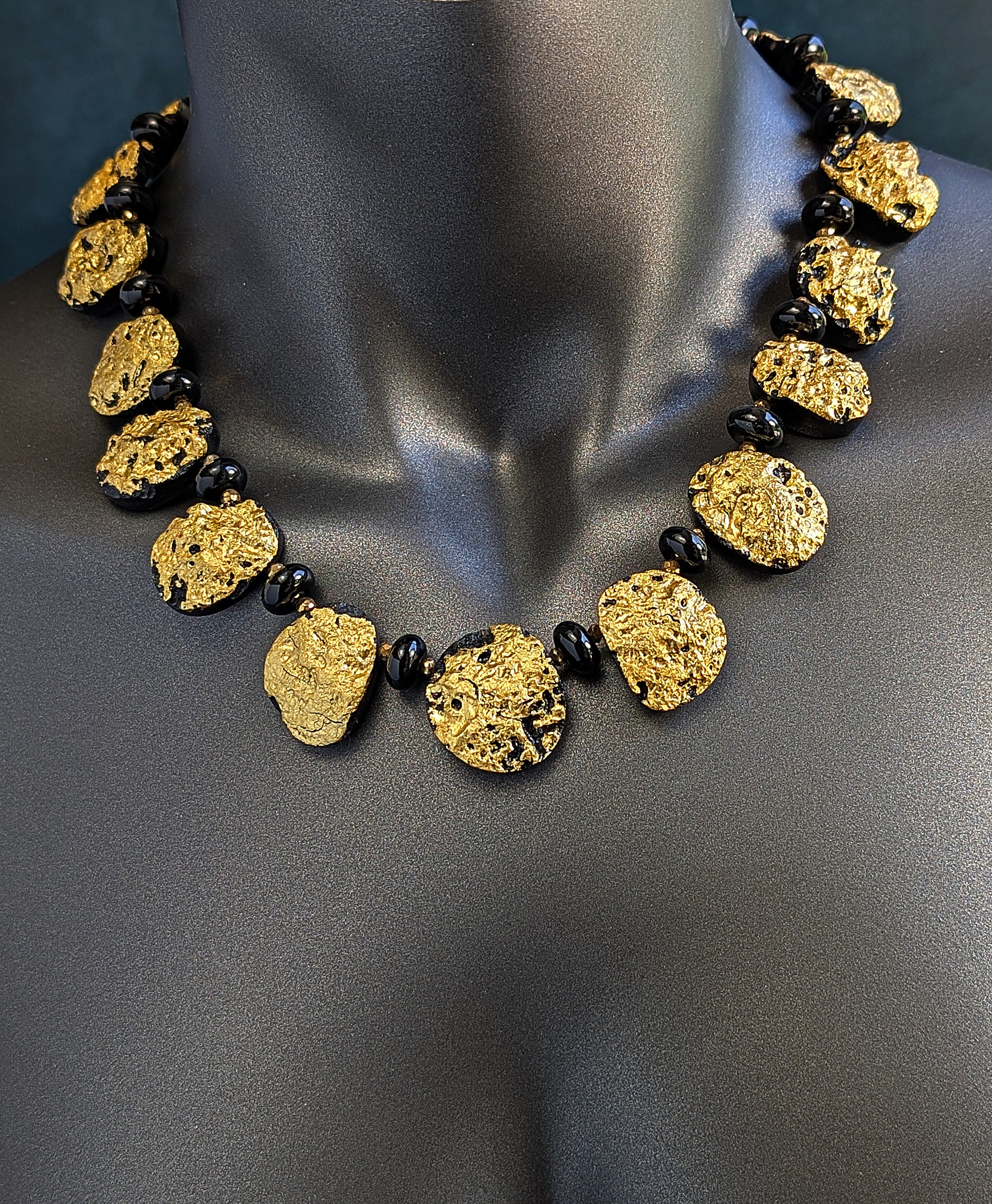 Starburst Necklace - Gold, Tektite, Onyx,