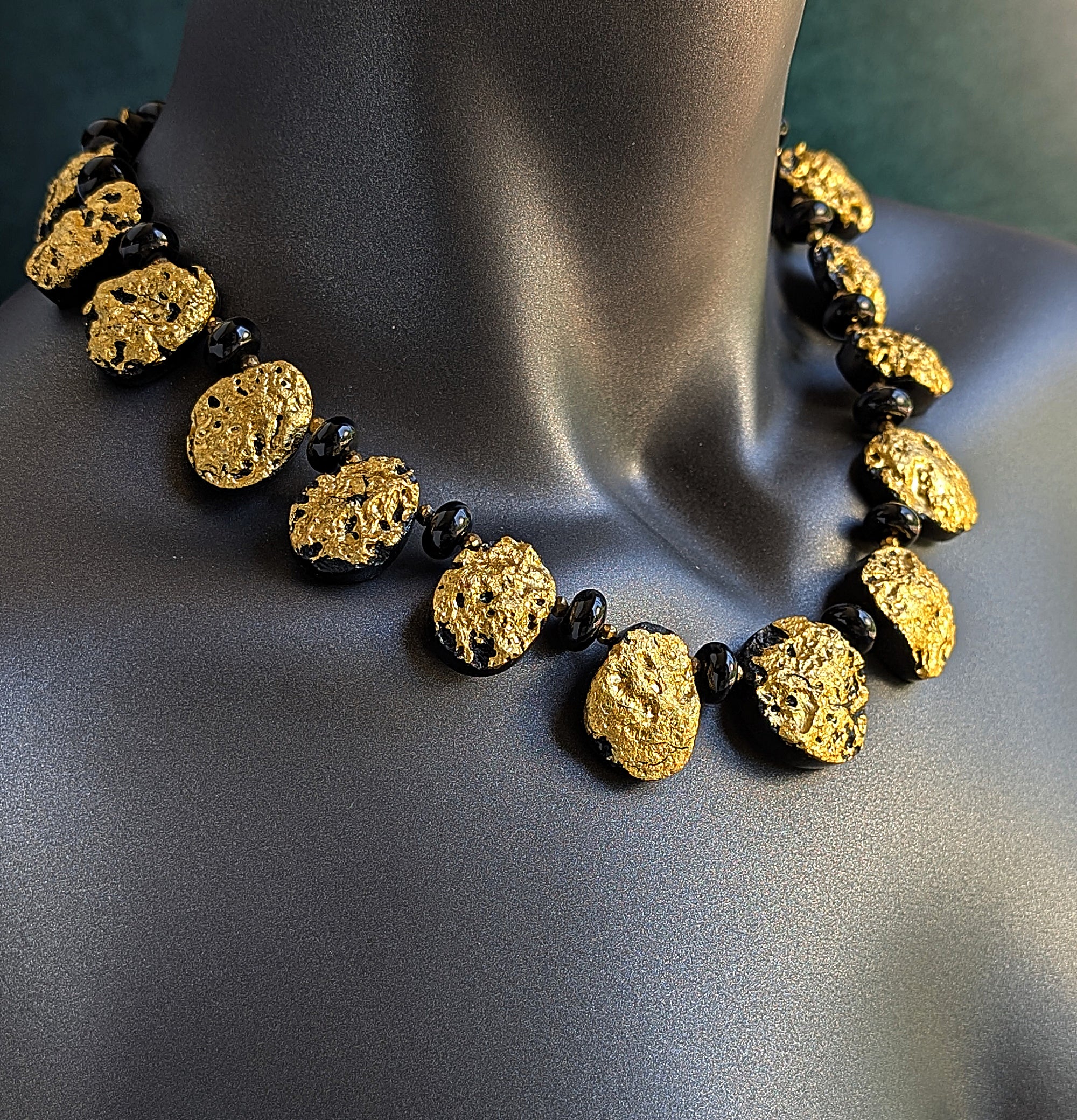 Starburst Necklace - Gold, Tektite, Onyx,