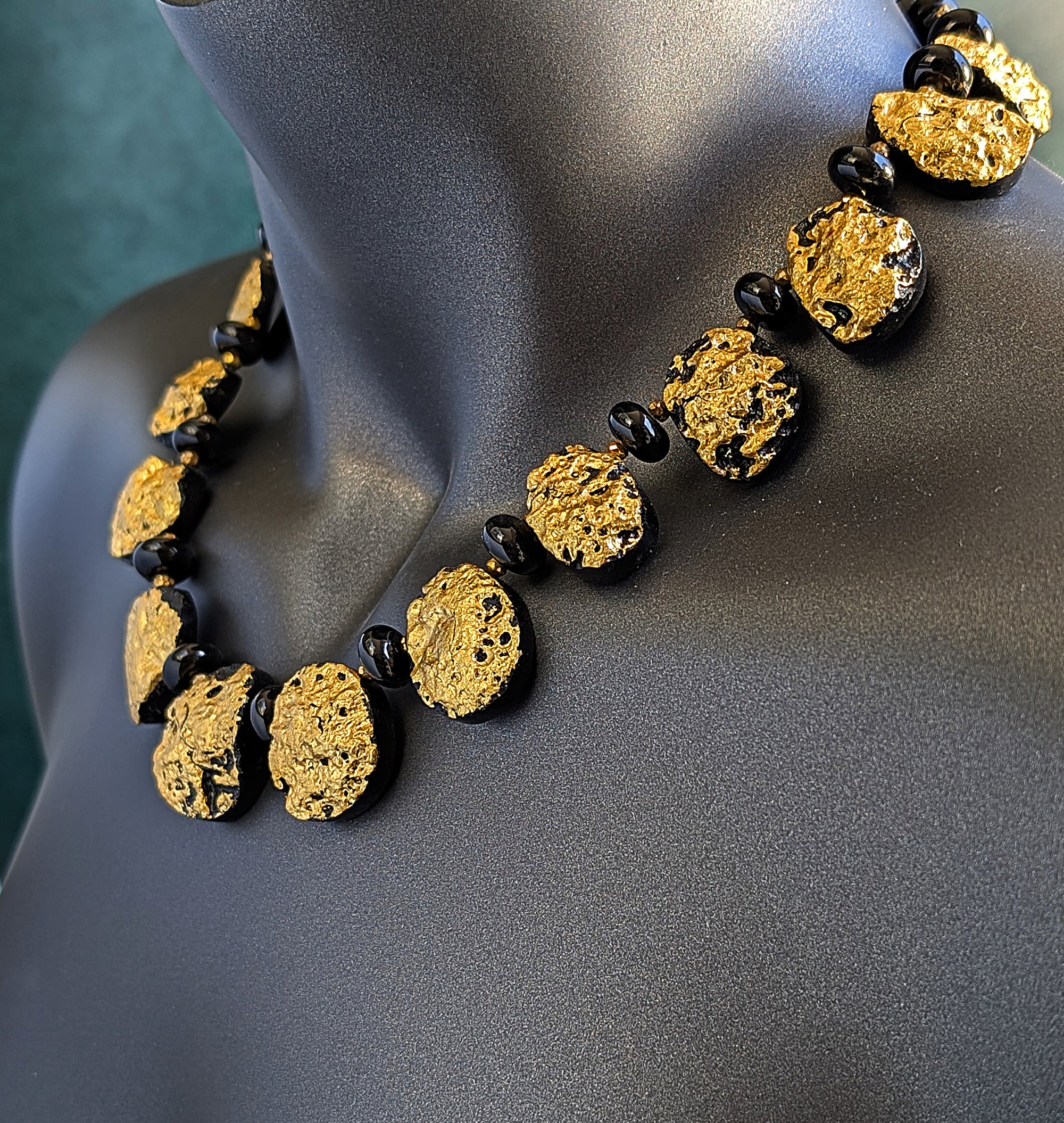 Starburst Necklace - Gold, Tektite, Onyx,