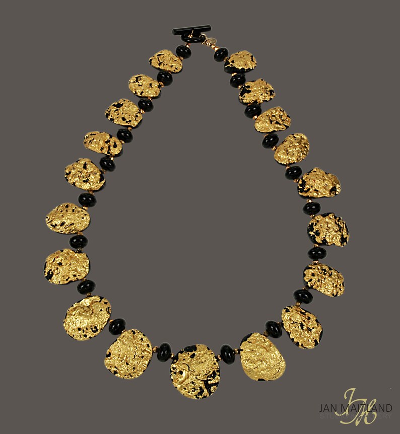 Starburst Necklace - Gold, Tektite, Onyx,