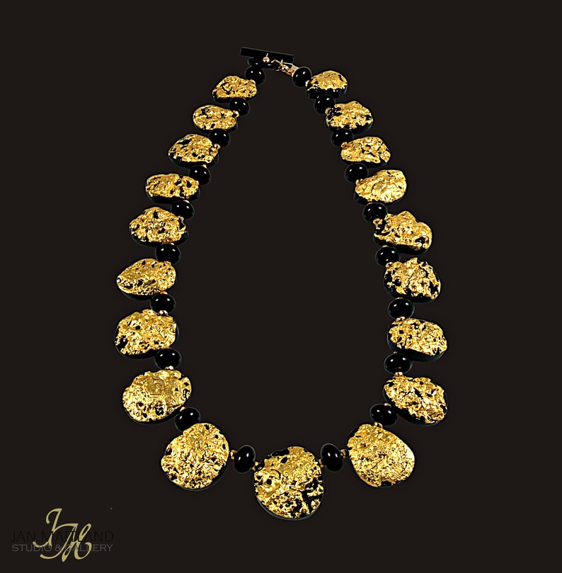 Starburst Necklace - Gold, Tektite, Onyx,