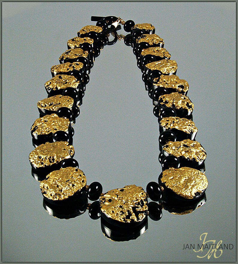 Starburst Necklace - Gold, Tektite, Onyx,