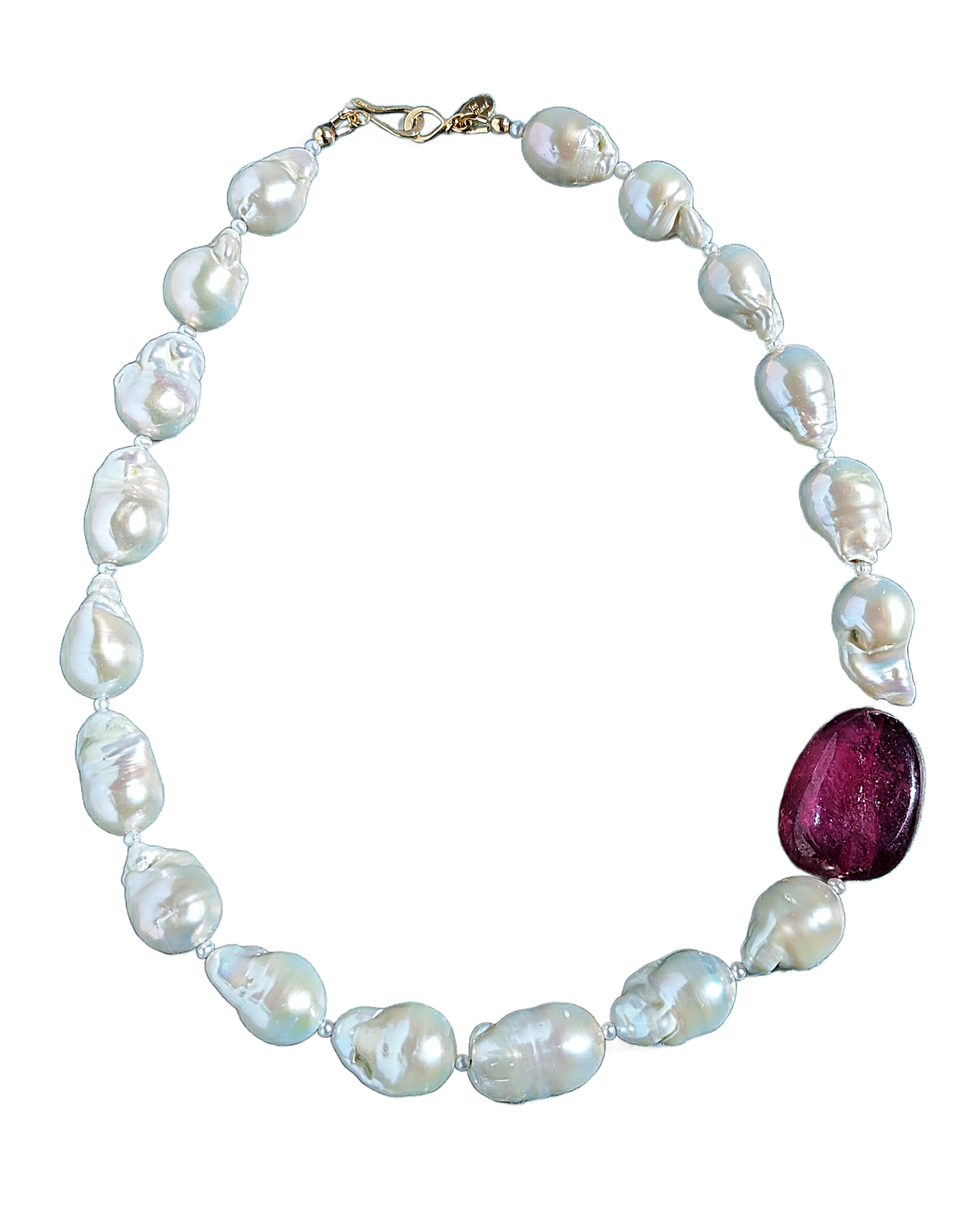 Romancing the Stone - Baroque Pearl and Ruby Necklace