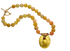 gold gilded on lava pendant and yellow jade necklace