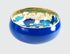 Blue and gold gilded glass art bowl with aqua color in the design