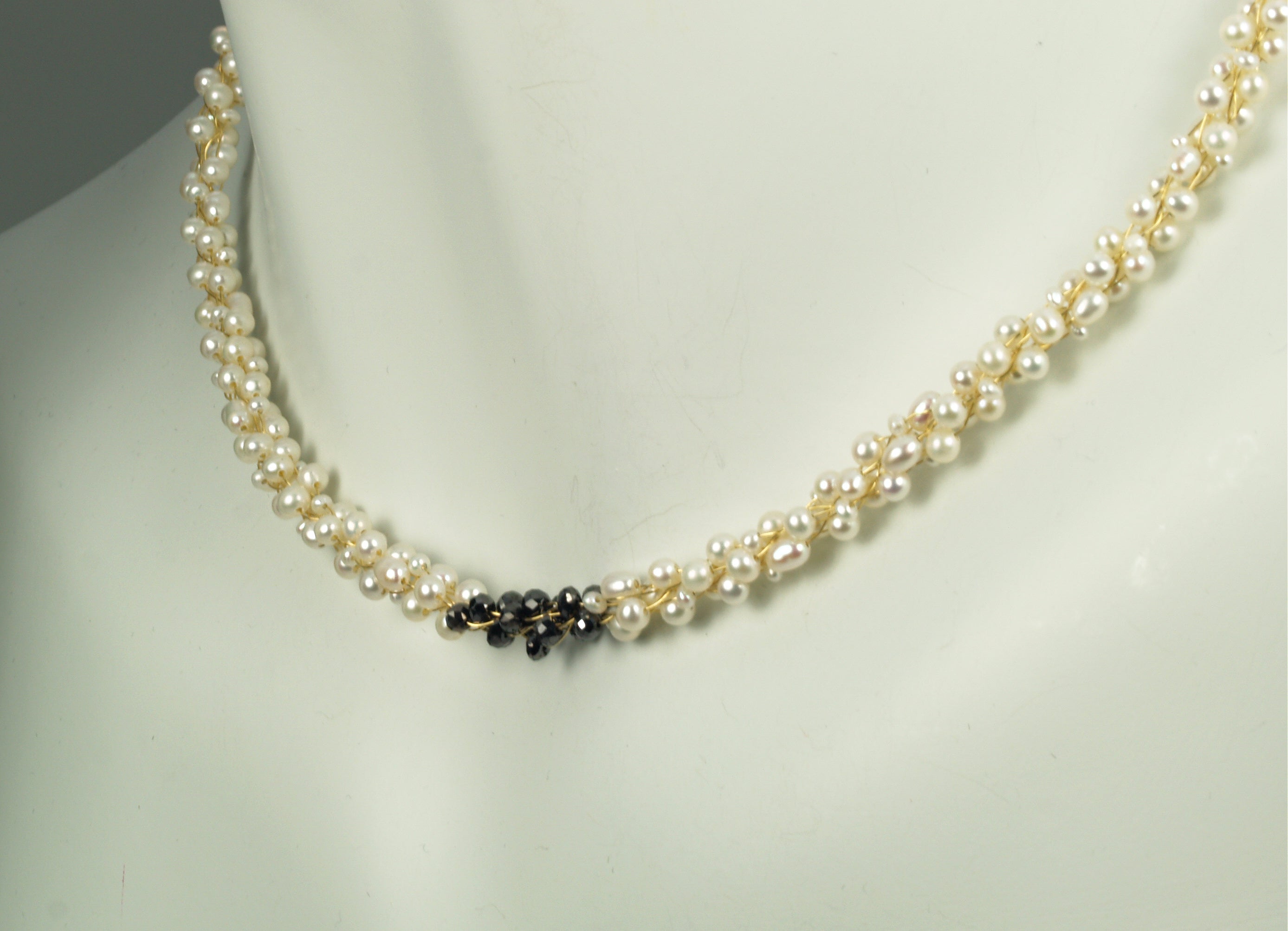 Champagne and Caviar ll Black Diamond and Pearl Necklace