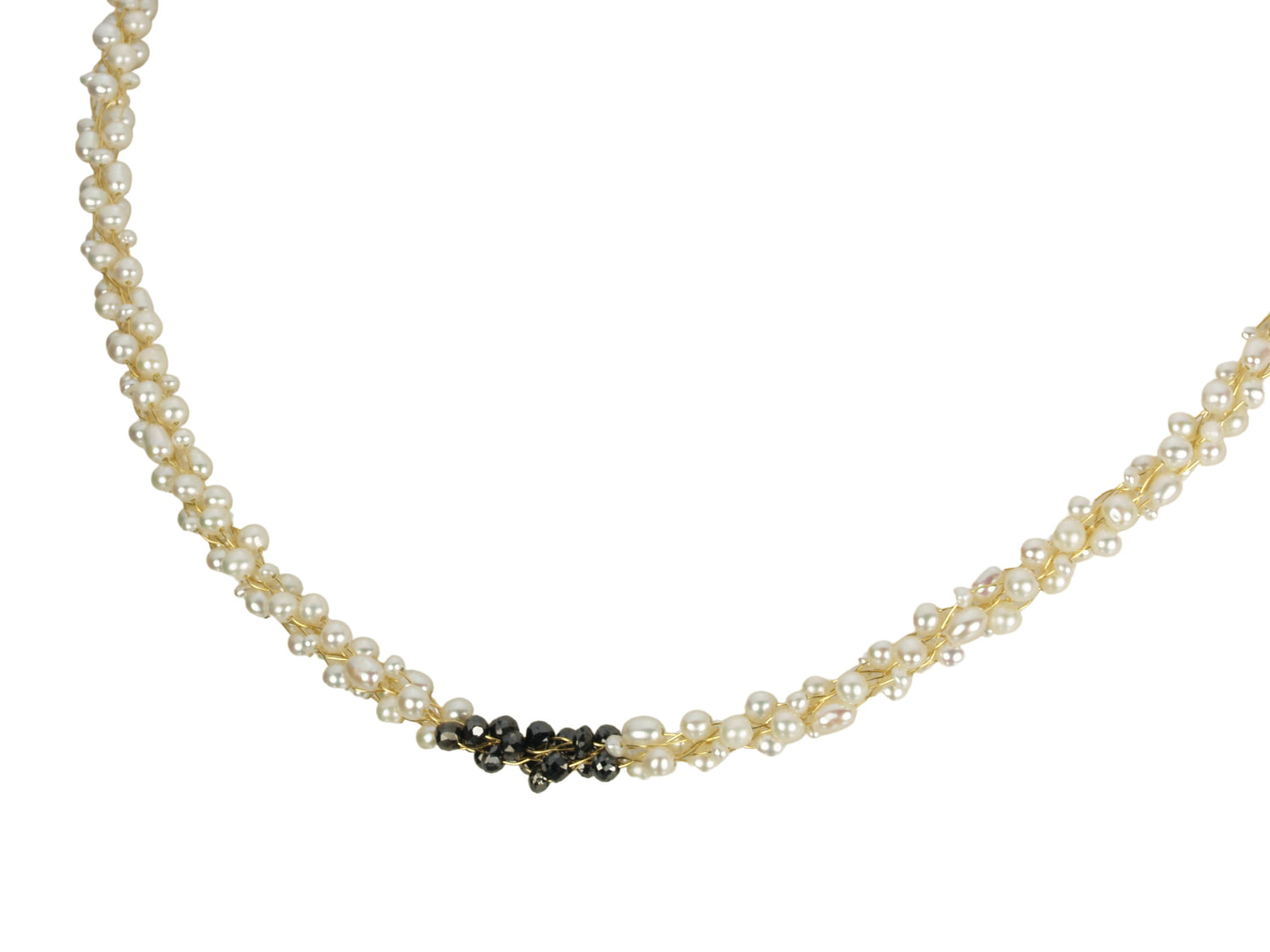 Champagne and Caviar Black Diamond and Pearl Necklace