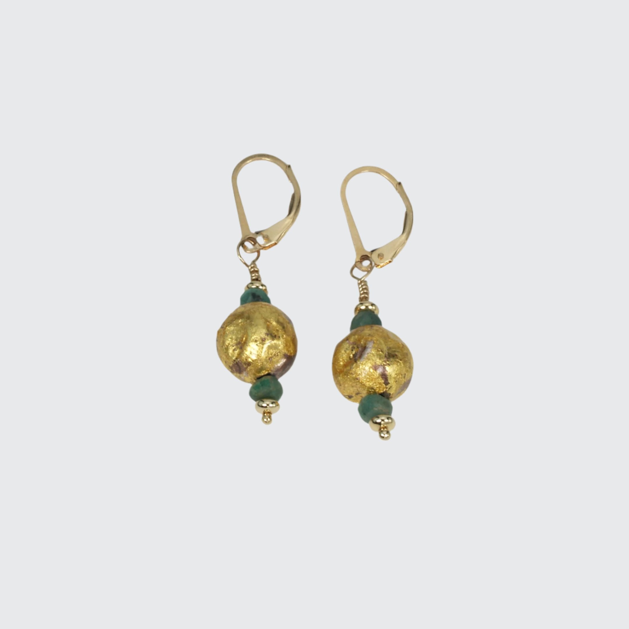 Emerald Hug - Emerald and Gold Lever Back Earrings