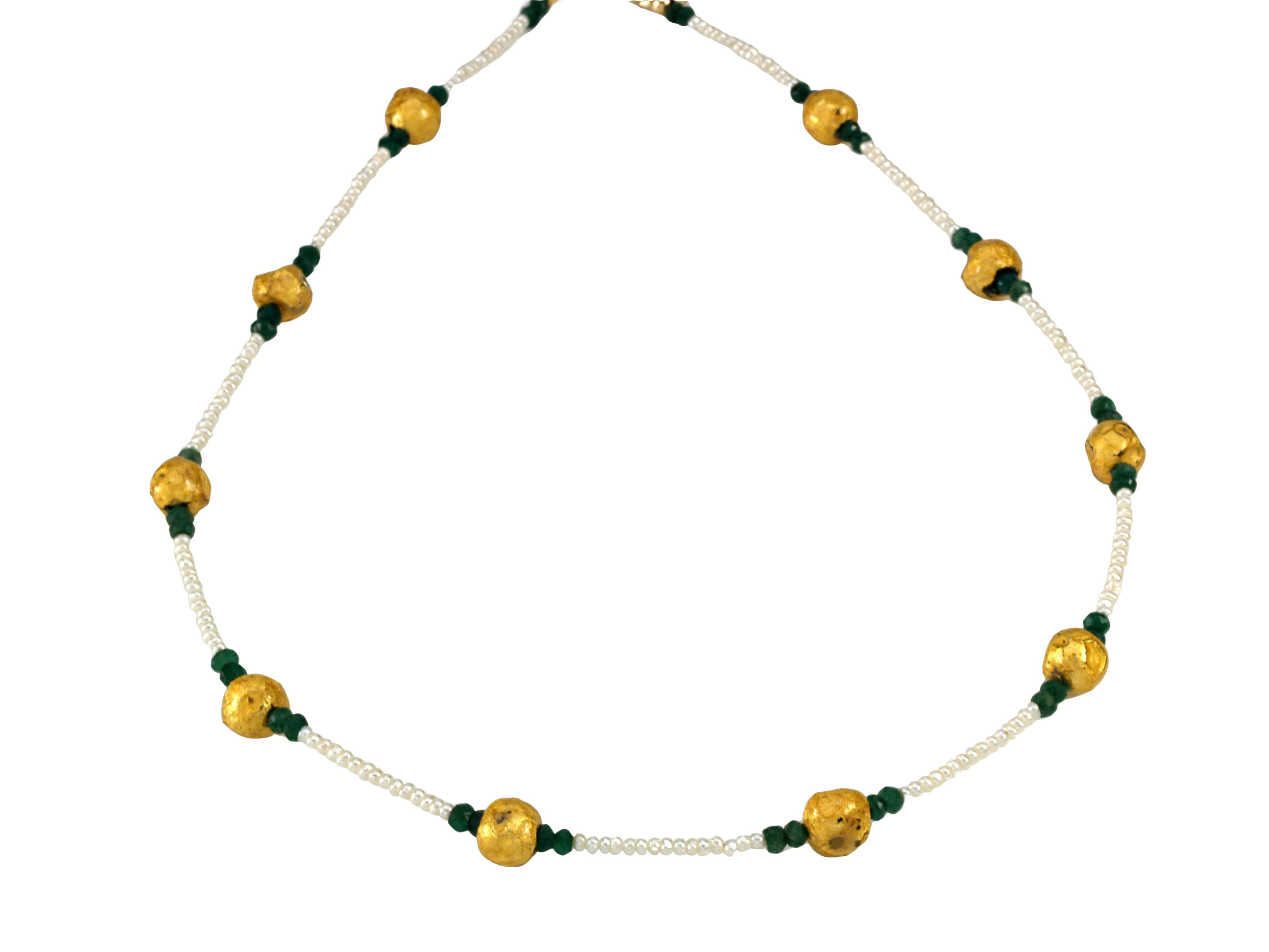 Emerald Kisses - Emerald, Gold, and Pearl Necklace -SOLD
