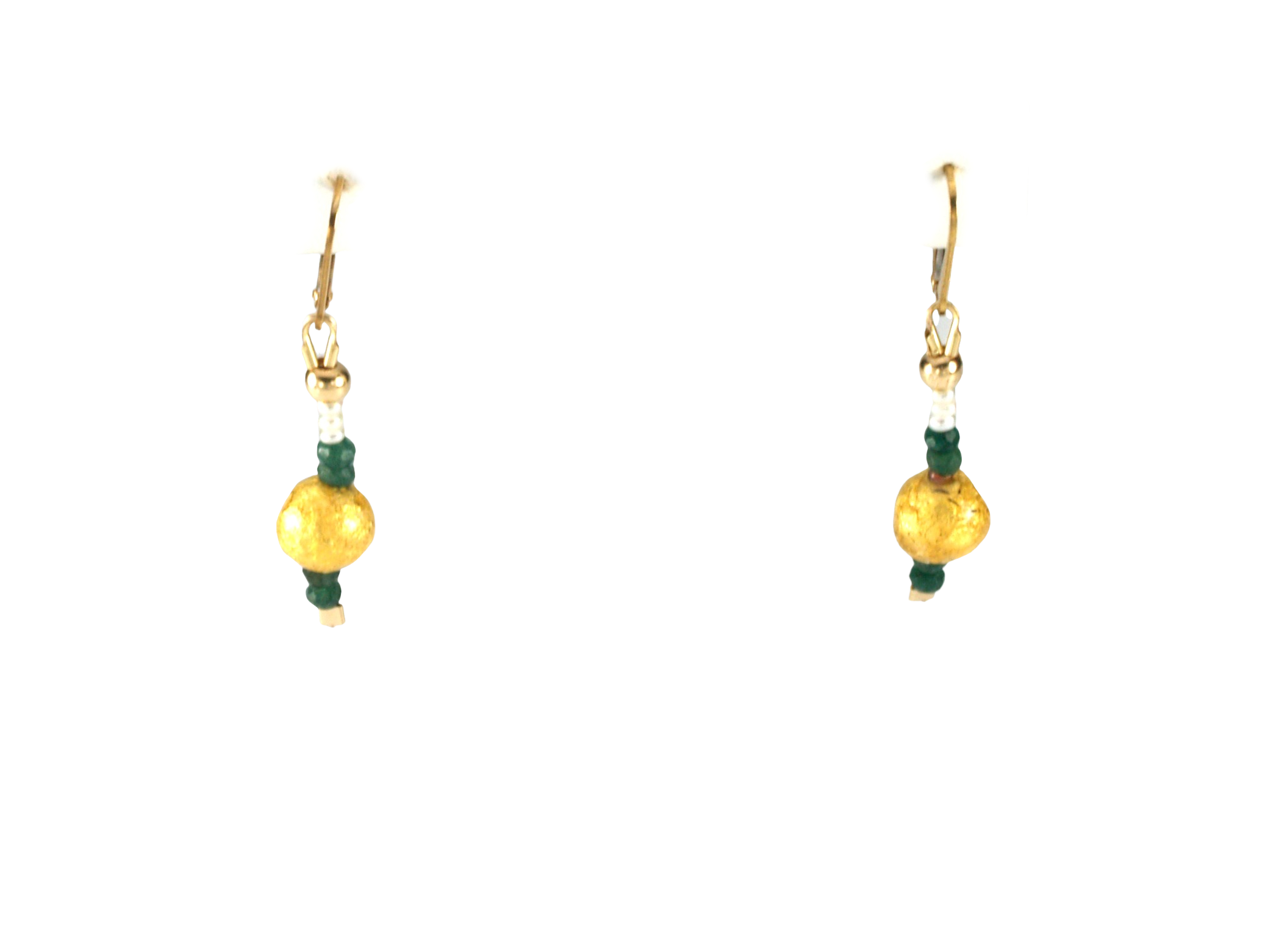 Emerald Kisses - Emerald, Gold and Pearl Earrings SOLD