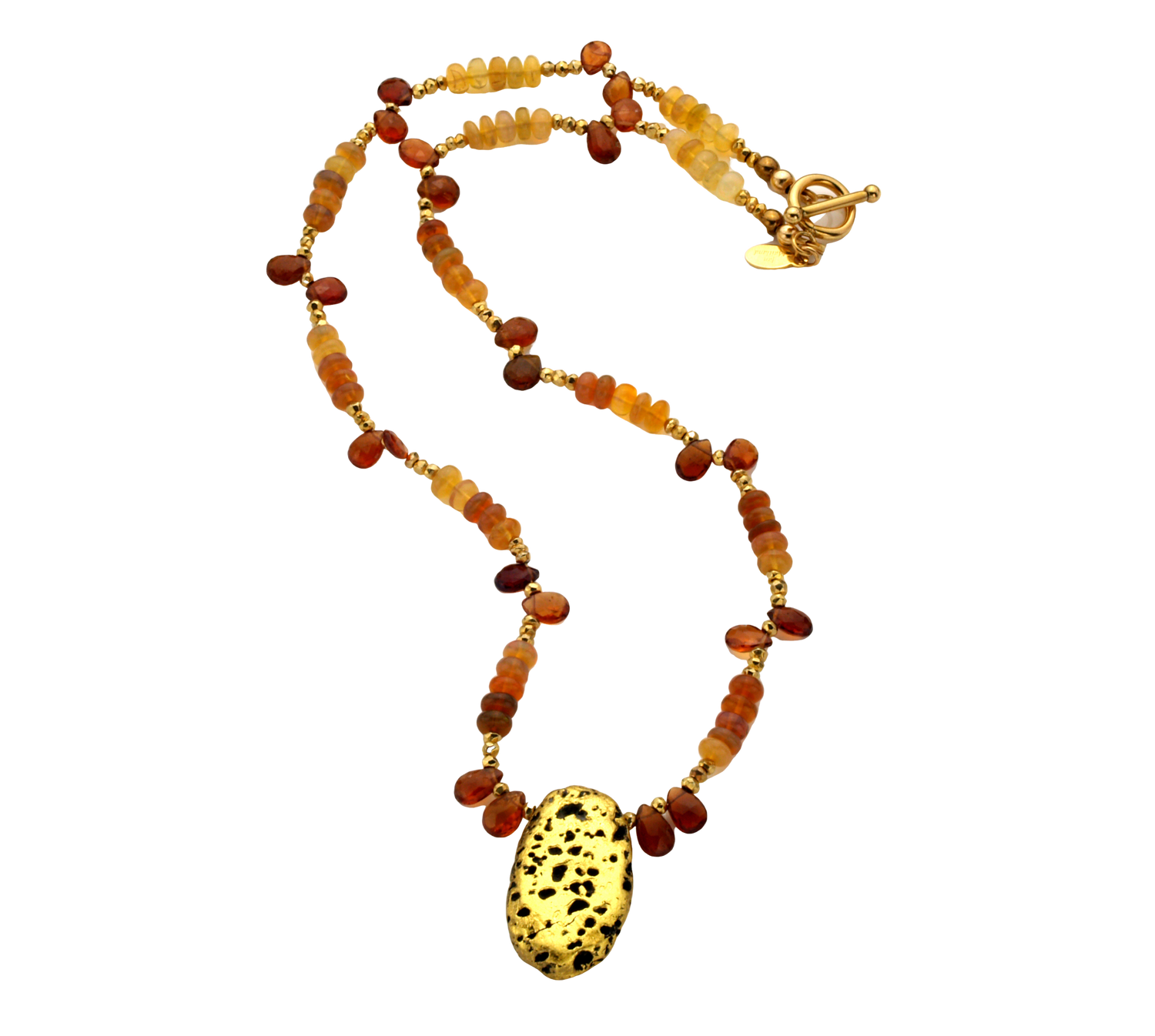 Fireside Chat - Fire Opals, Sapphire, and Gold Necklace