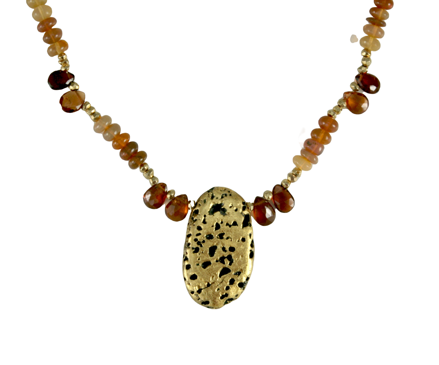 Fireside Chat - Fire Opals, Sapphire, and Gold Necklace