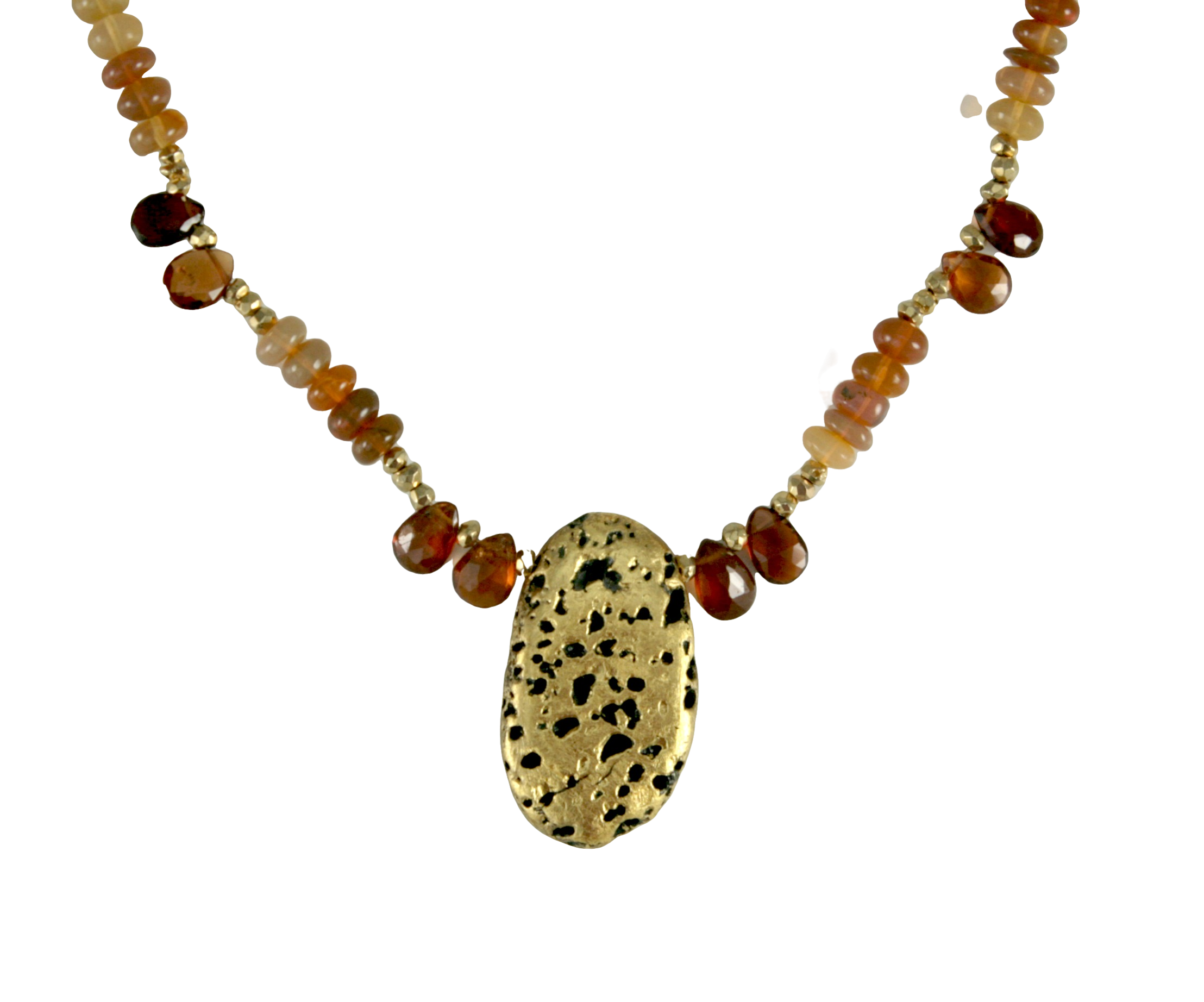 Fireside Chat - Fire Opals, Sapphire, and Gold Necklace