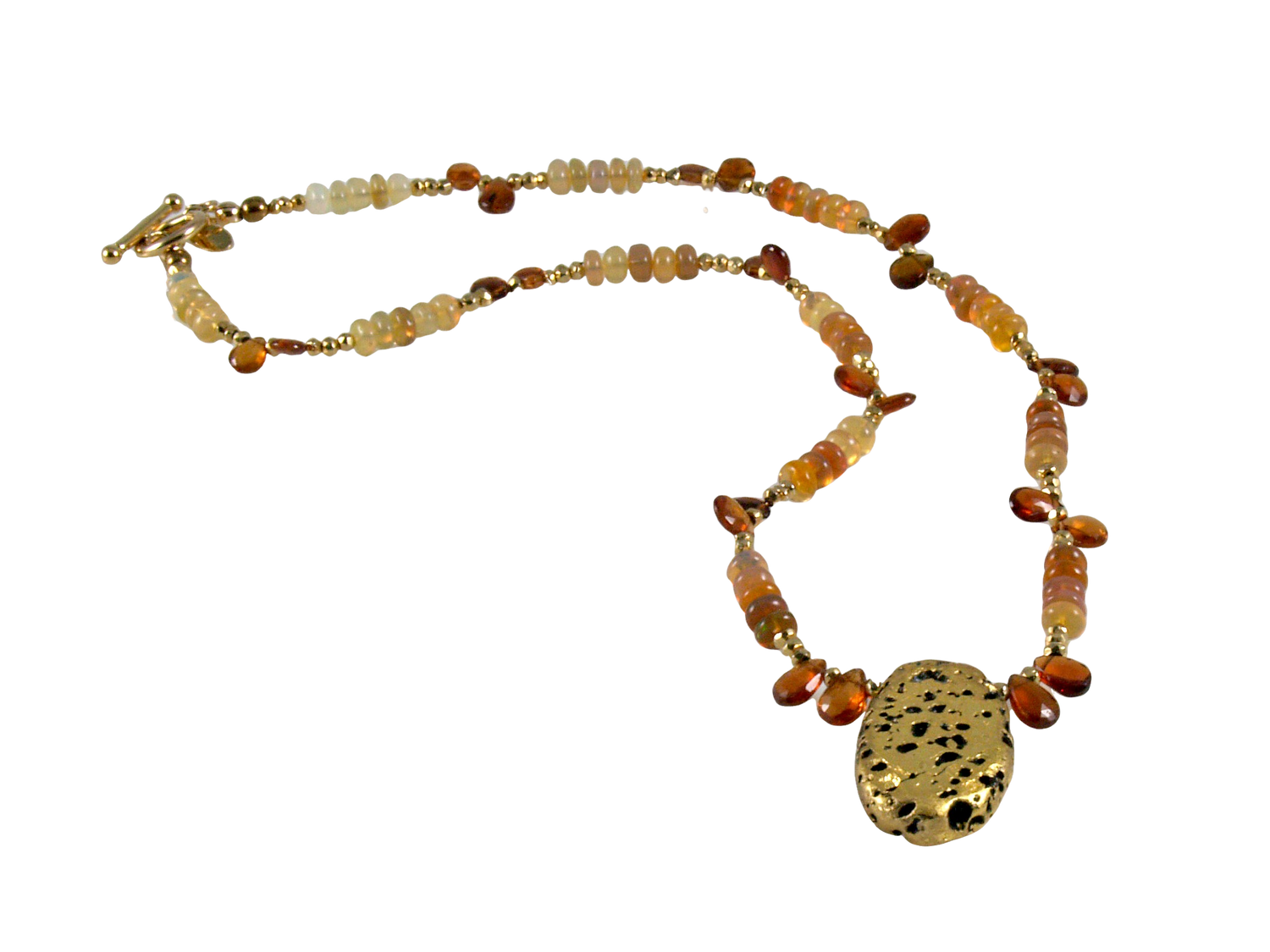 Fireside Chat - Fire Opals, Sapphire, and Gold Necklace