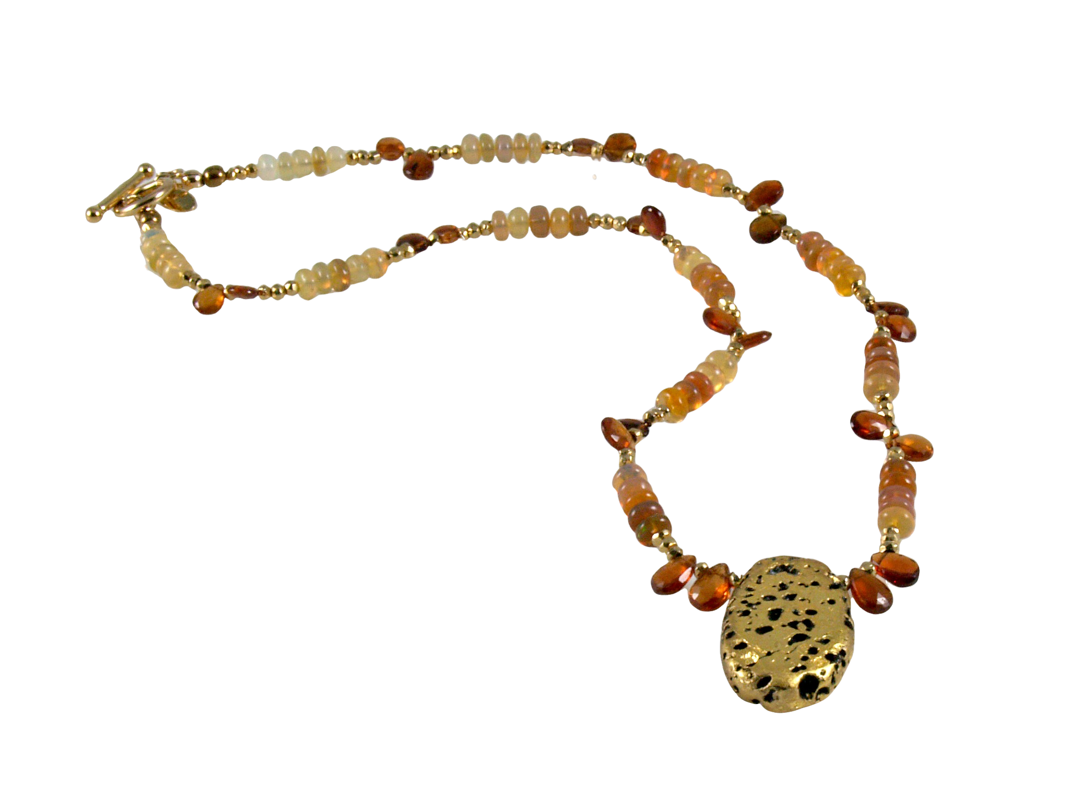 Fireside Chat - Fire Opals, Sapphire, and Gold Necklace